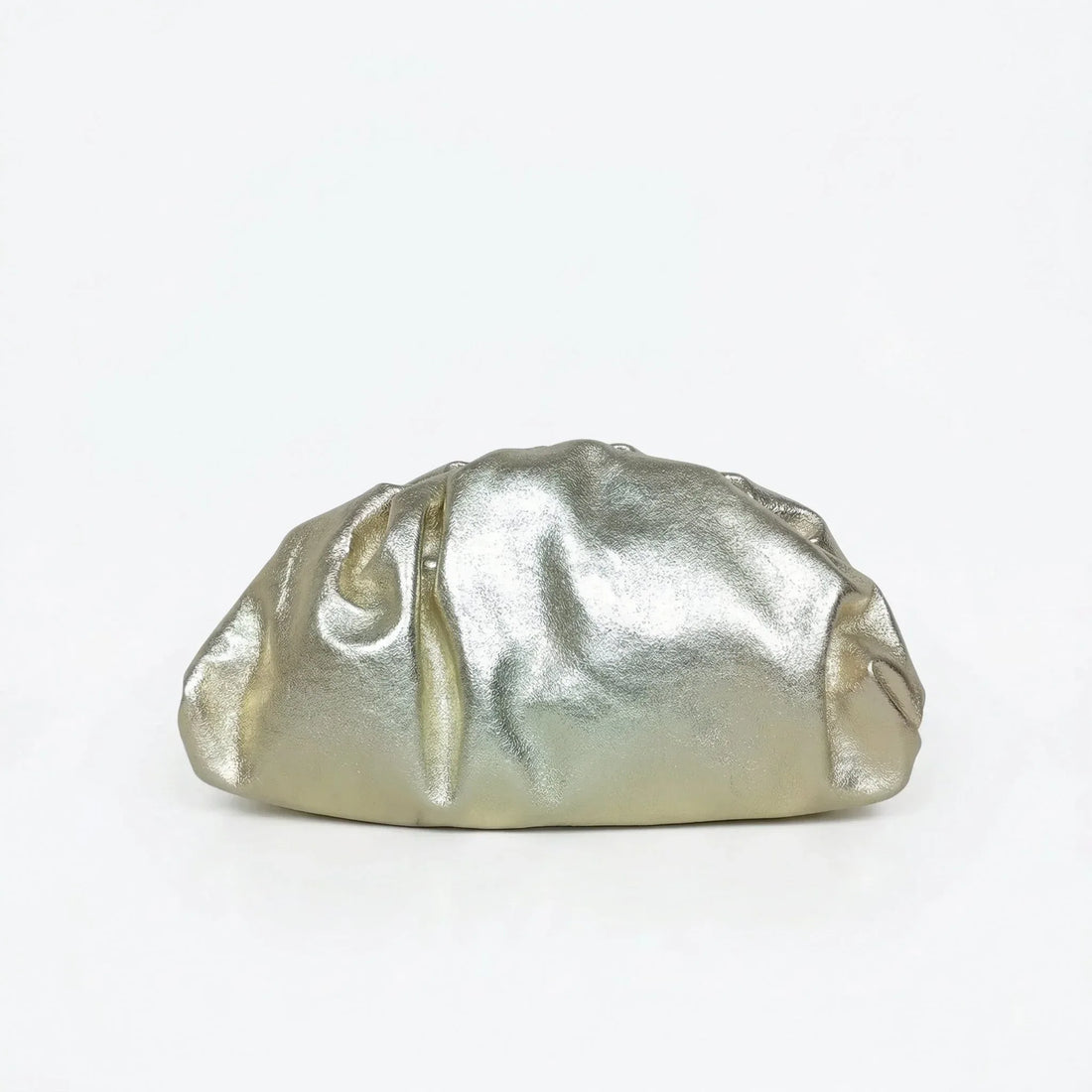 Romola Clutch Metallizzata in Vera Pelle con Catena Finitura Color Oro