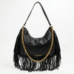 Coconuda Borsa Hobo a Tracolla con Frange e Dettagli Dorati - Stile Donna Bags