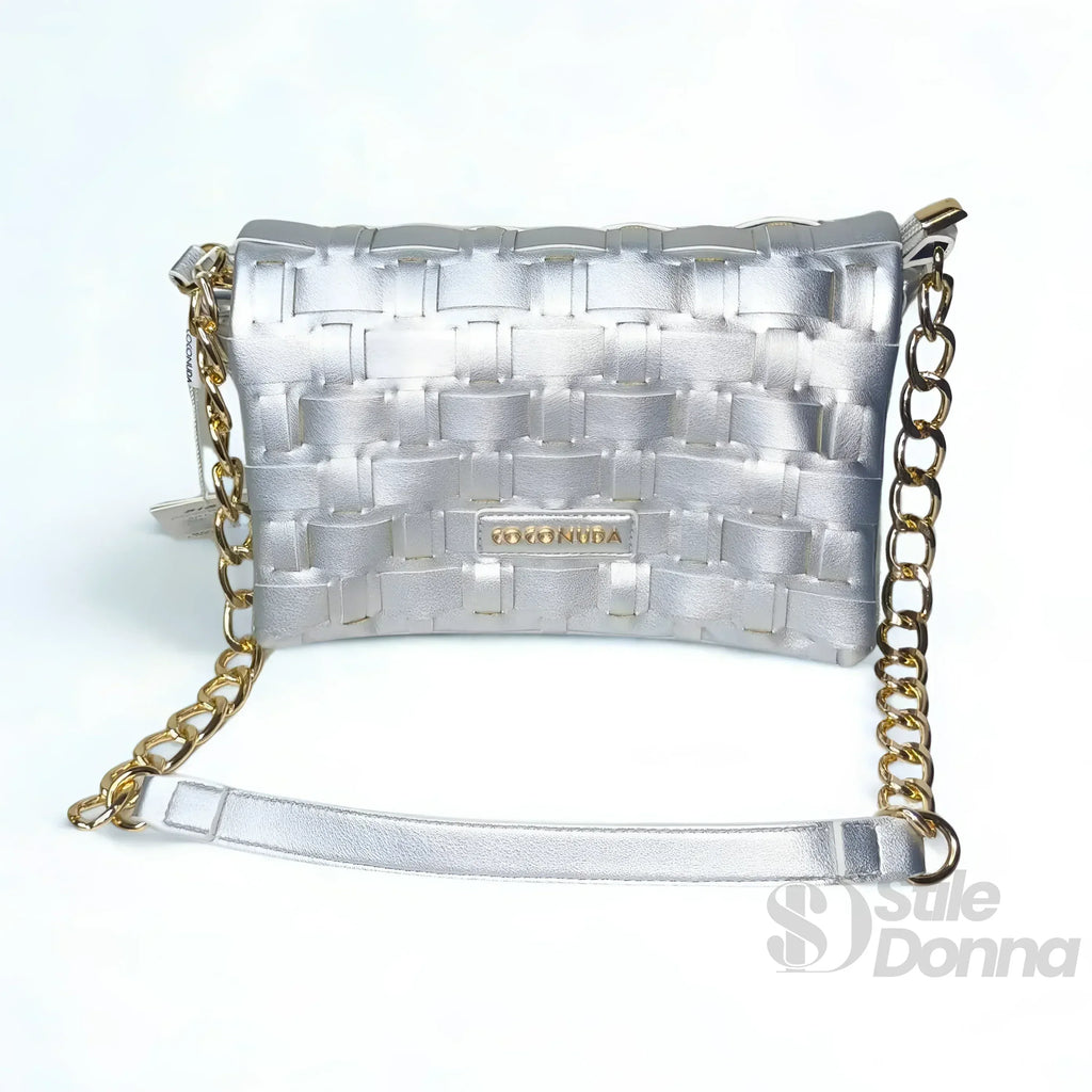 Coconuda borsa intrecciata argento ecopelle rosa – vista posteriore