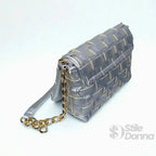 Coconuda Borsa Intrecciata Argento a Tracolla in Ecopelle con Dettagli Dorati - Stile Donna Bags