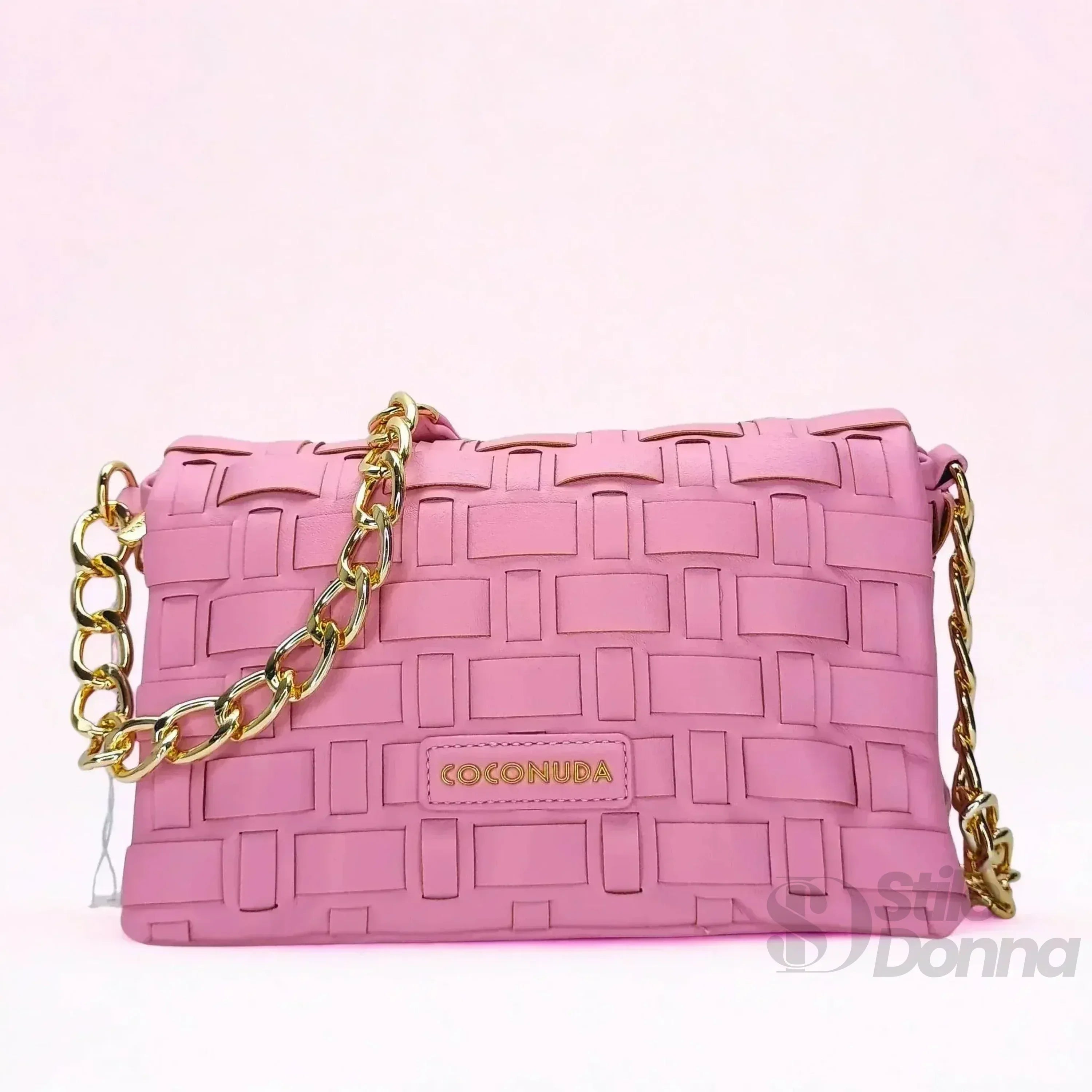 Coconuda borsa intrecciata argento ecopelle rosa – dettaglio chiusura