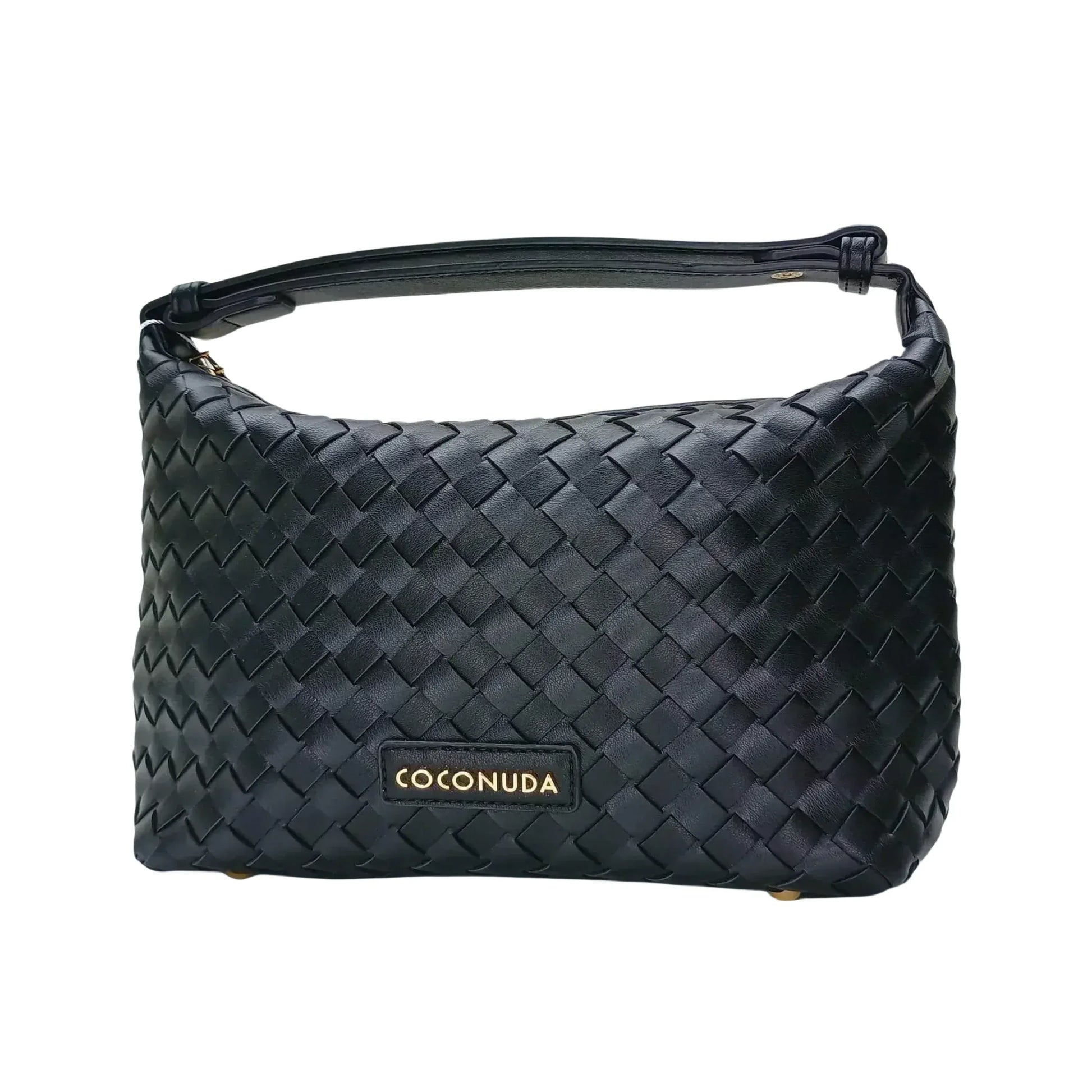 Coconuda borsa intrecciata ecopelle beige con manico donna – vista frontale