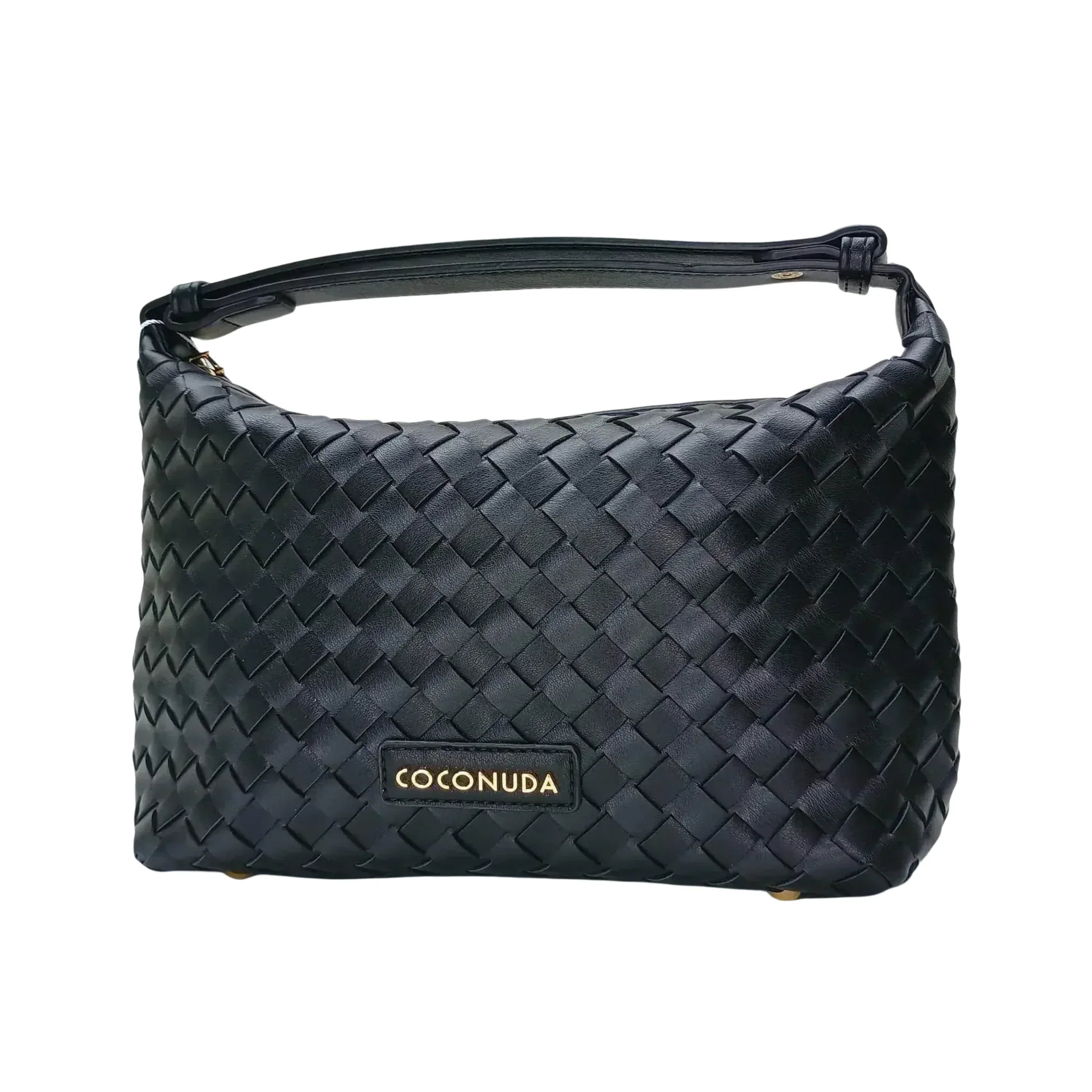 Coconuda borsa intrecciata ecopelle beige con manico donna – vista frontale