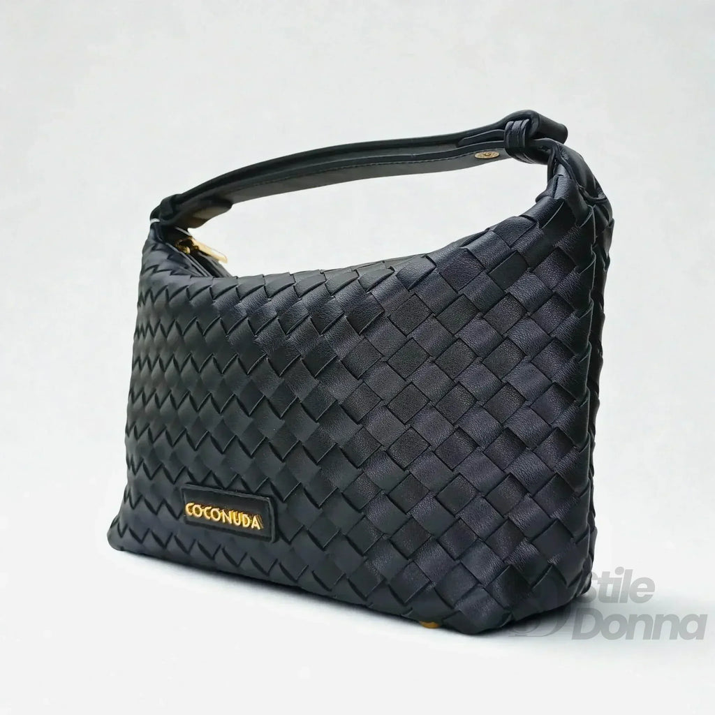 Coconuda borsa intrecciata ecopelle nera hobo – vista supplementare angolo