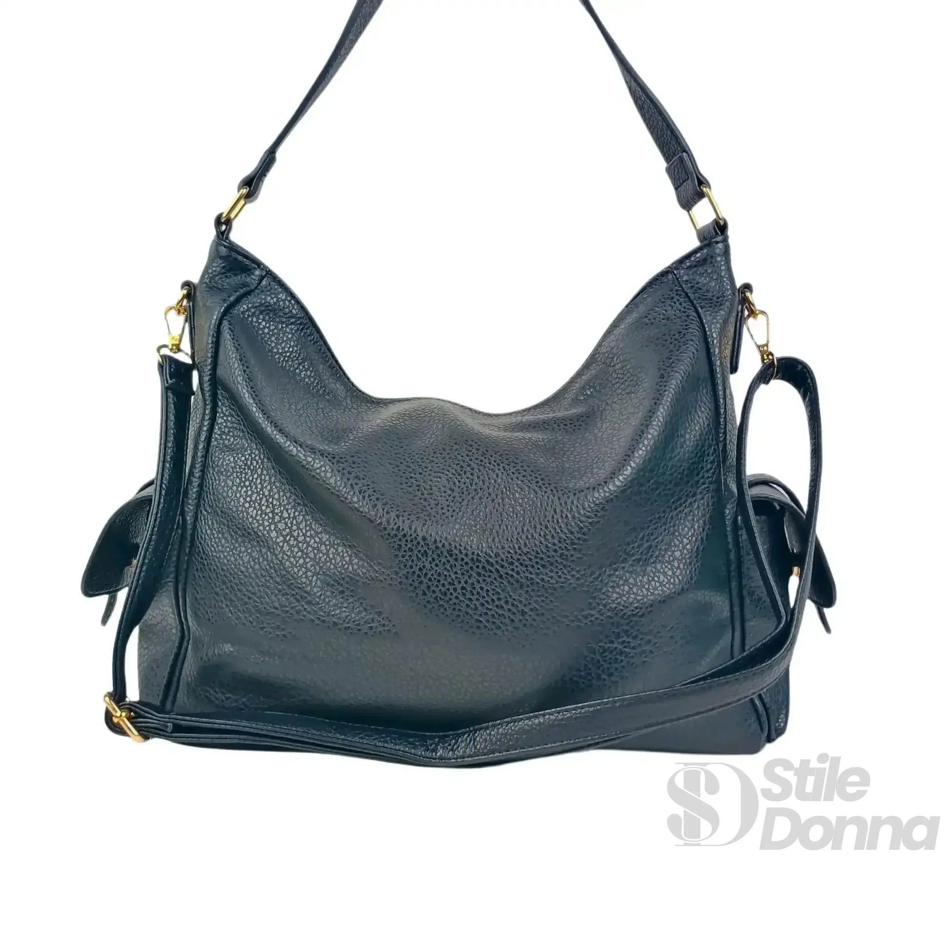 Coconuda borsa shopper ecopelle nera con tasche multiple donna – borsa indossata