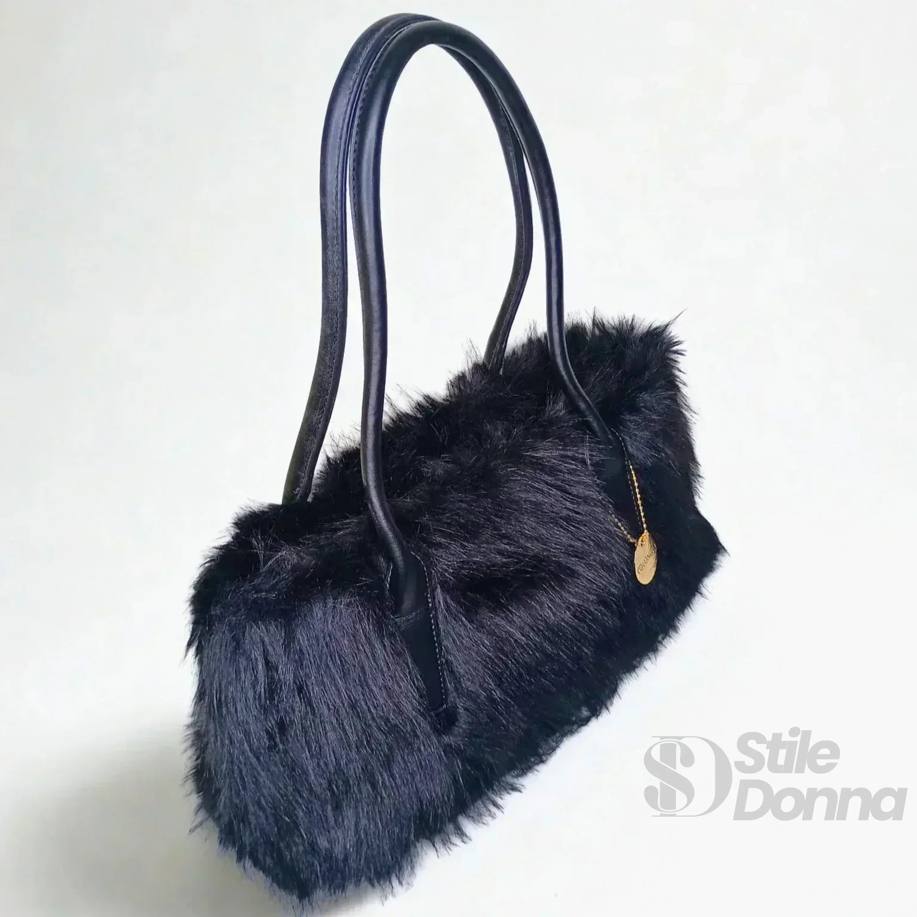 Coconuda borsa a mano ecopelle con pelliccia sintetica – dettaglio manico