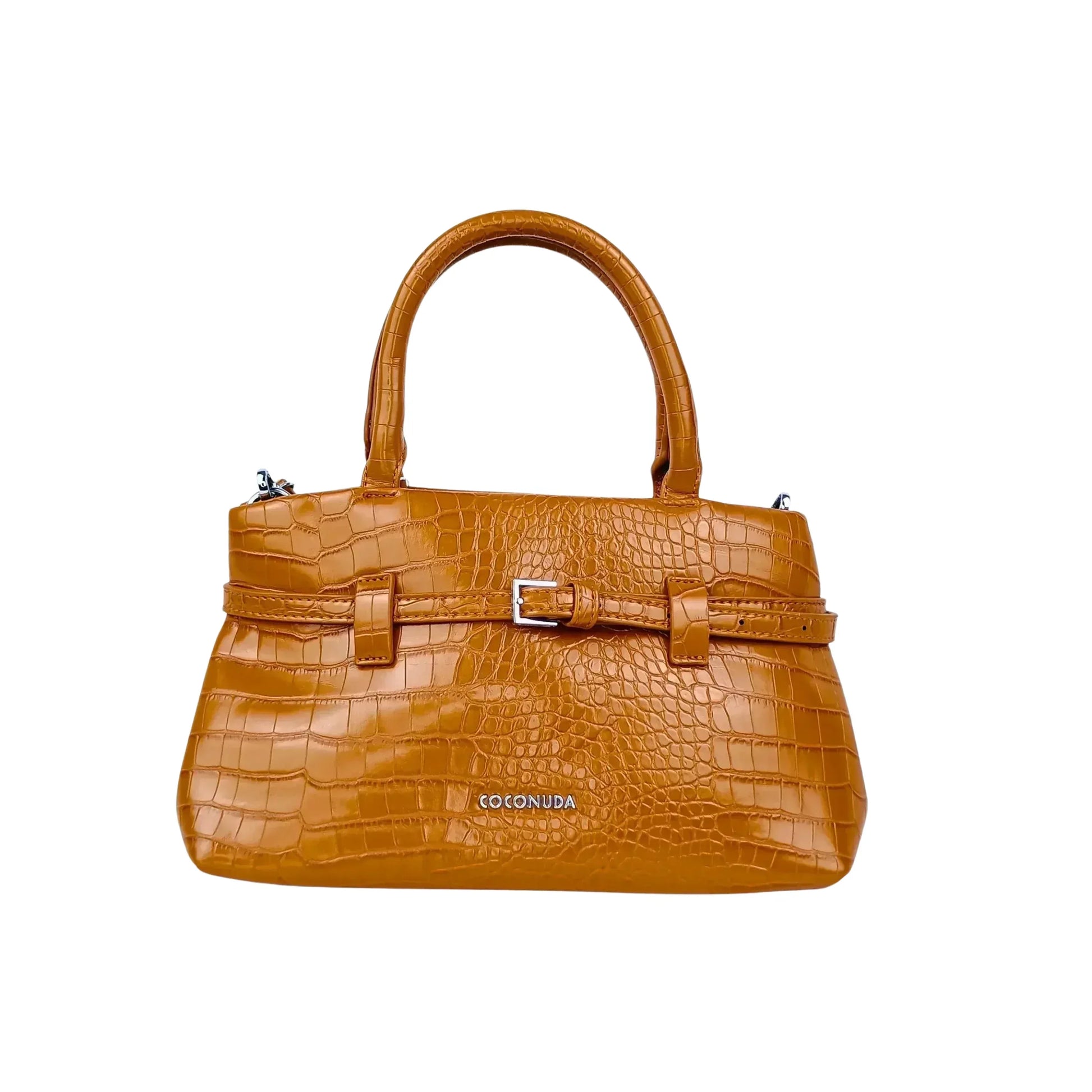 Coconuda borsa a mano ecopelle marrone effetto coccodrillo donna – vista frontale