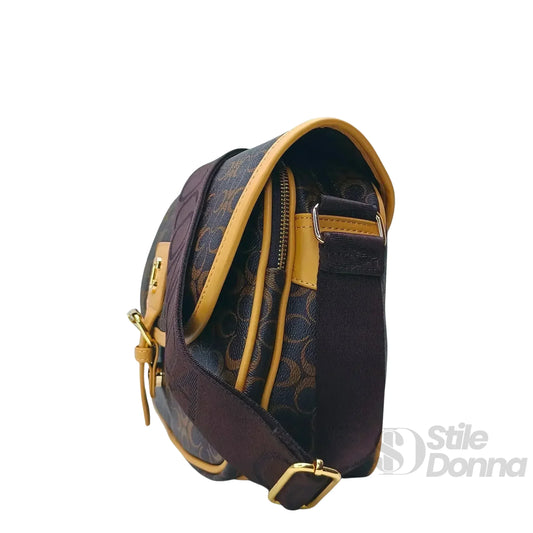 Coconuda borsa a tracolla ecopelle compatta caffè – vista laterale