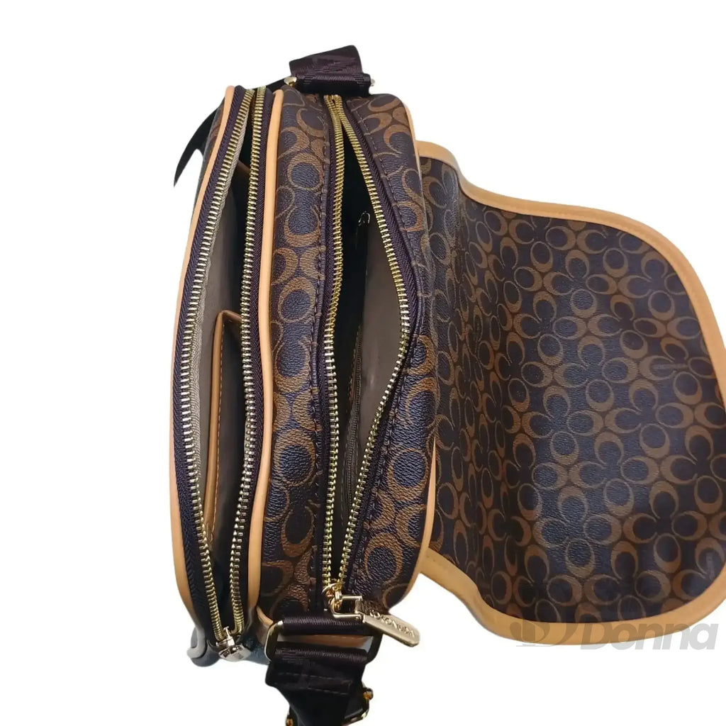 Coconuda borsa a tracolla ecopelle compatta caffè – interno e tasche