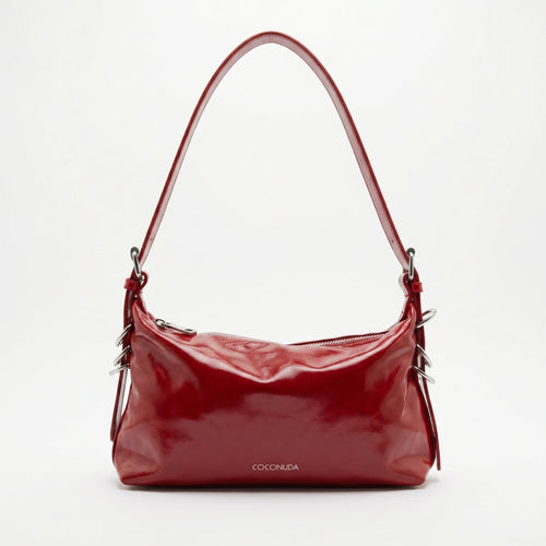 Coconuda borsa a tracolla ecopelle verniciata rossa con catena donna – vista frontale
