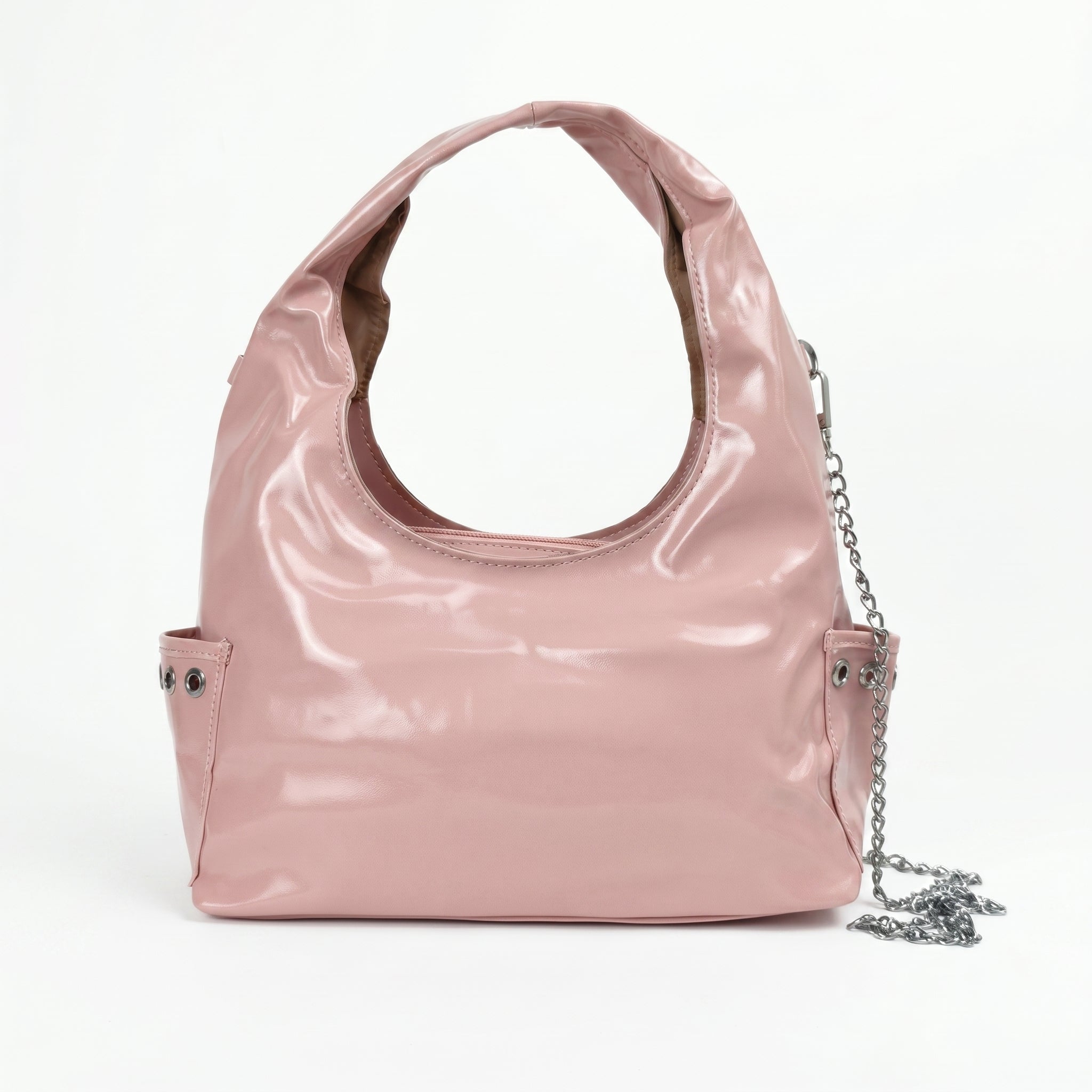Coconuda borsa a tracolla ecopelle PU nera con catena e occhielli – interno e tasche