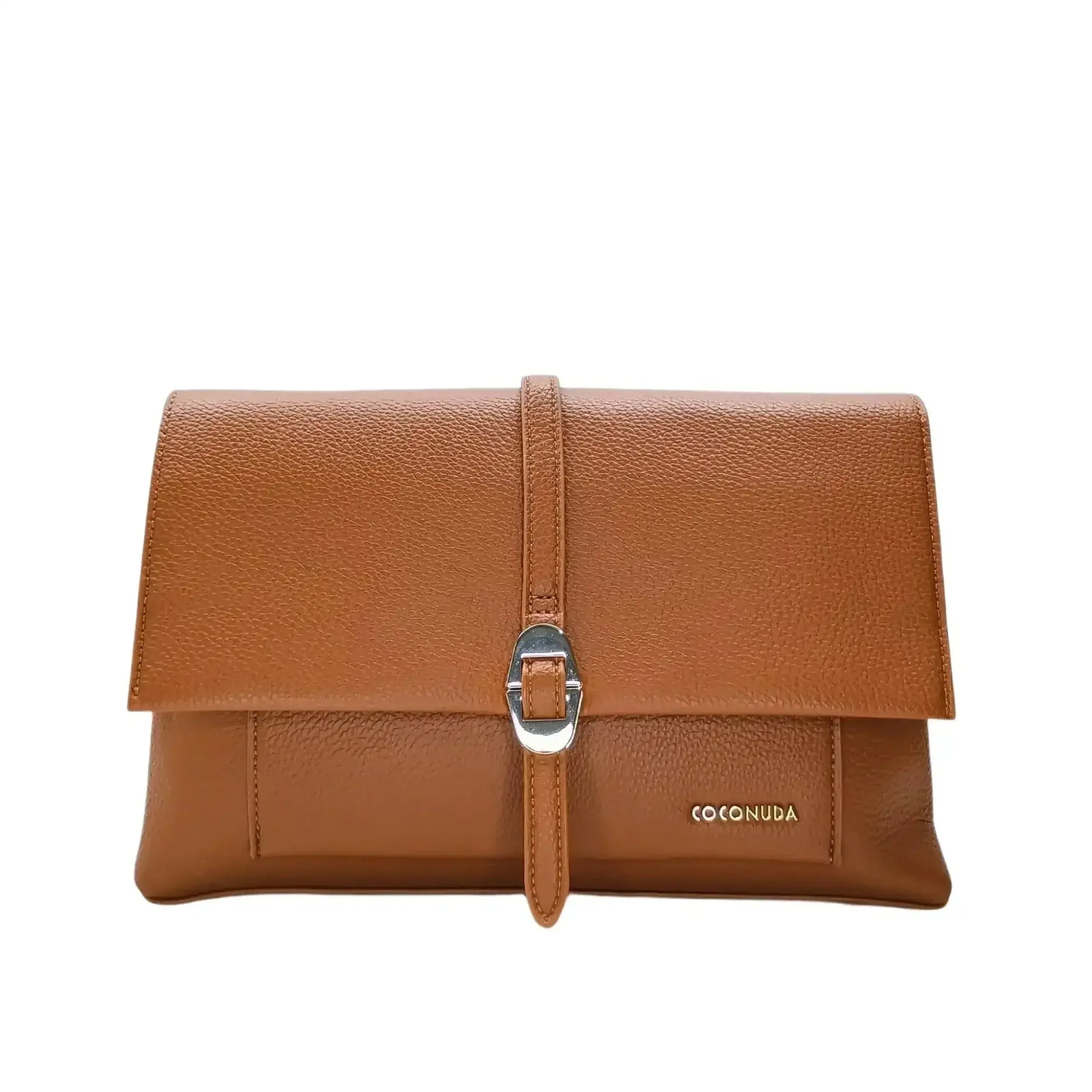Coconuda pochette ecopelle marrone con chiusura a scatto donna – vista frontale