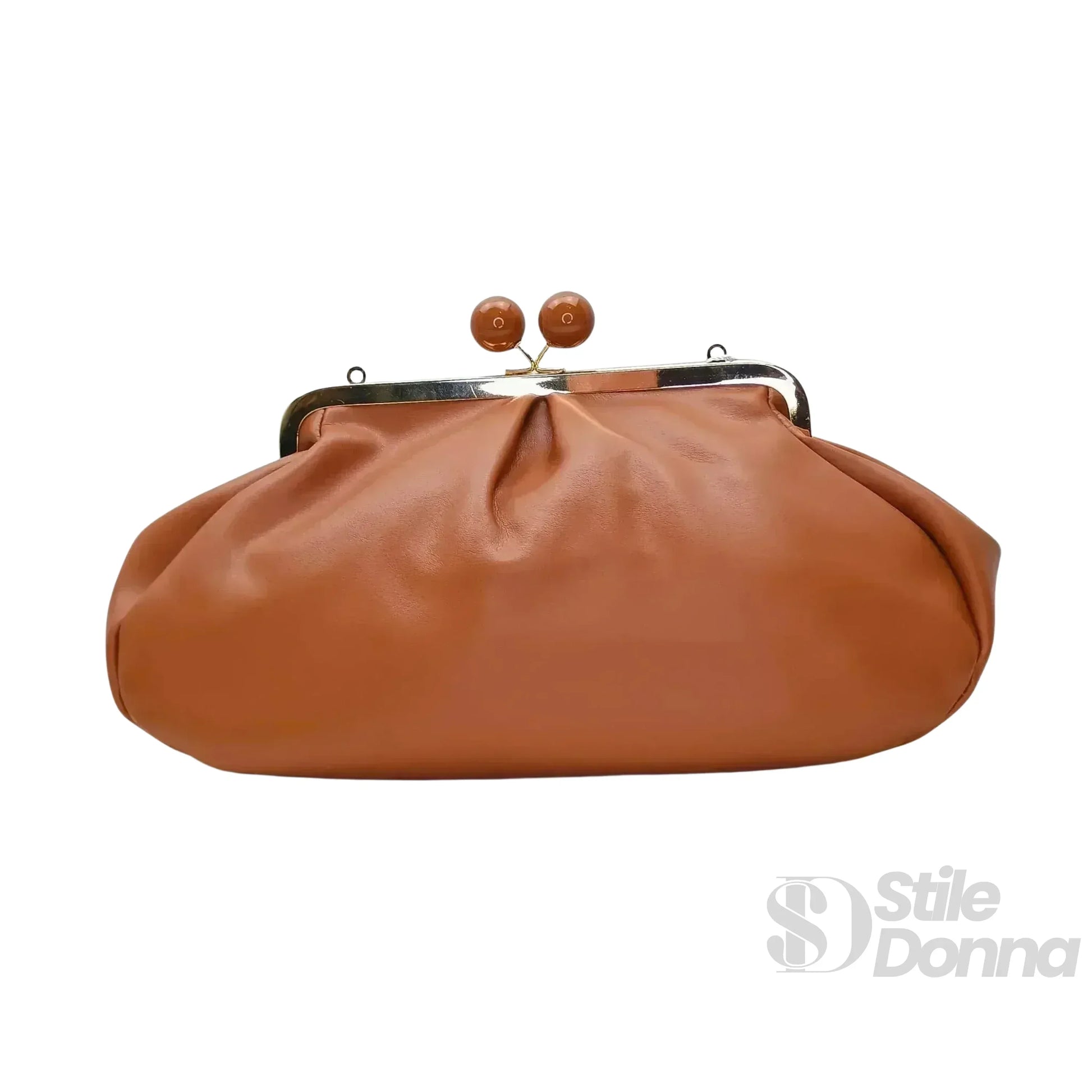 Coconuda pochette ecopelle marrone liscia clutch – dettaglio esterno