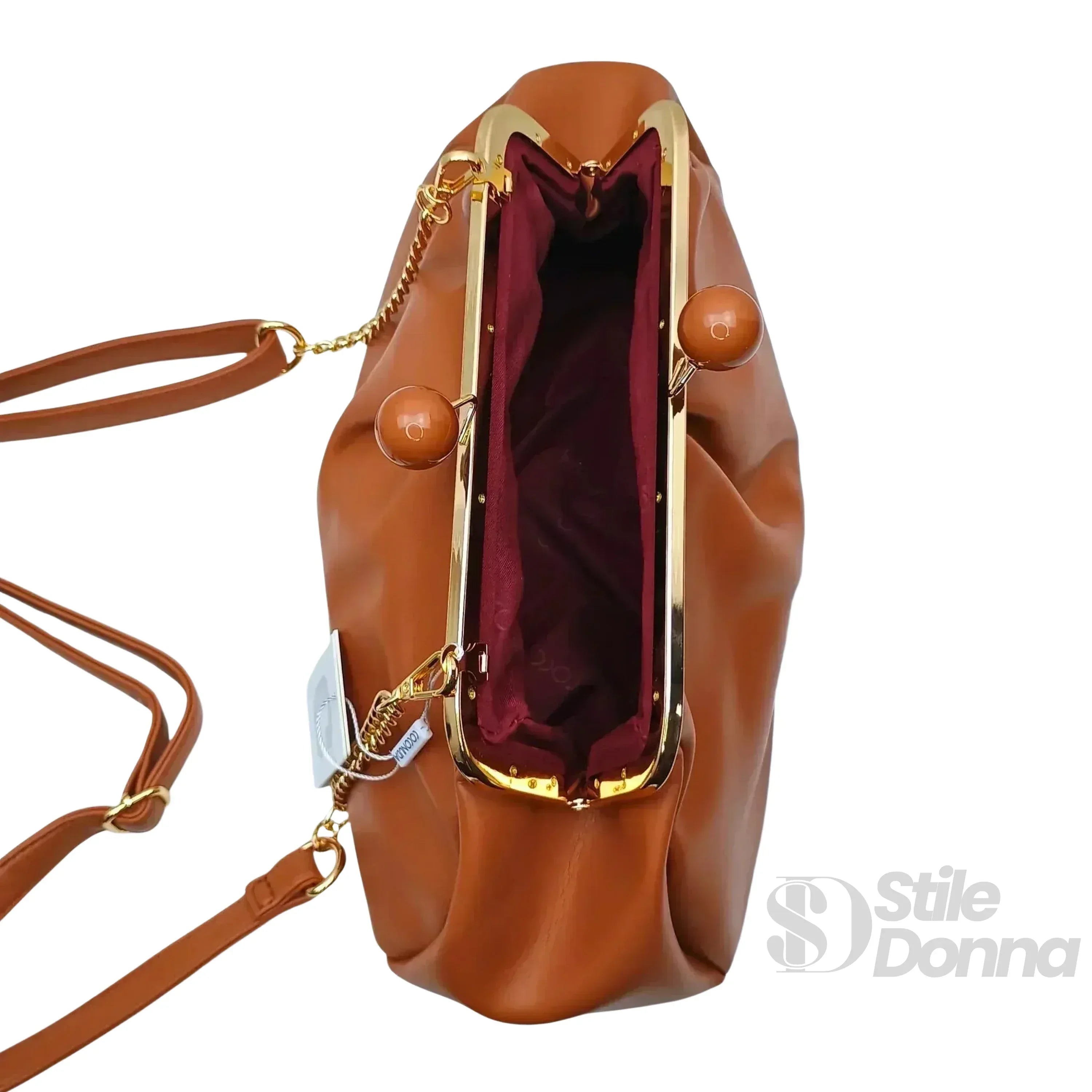 Coconuda pochette ecopelle marrone con tracolla – vista posteriore