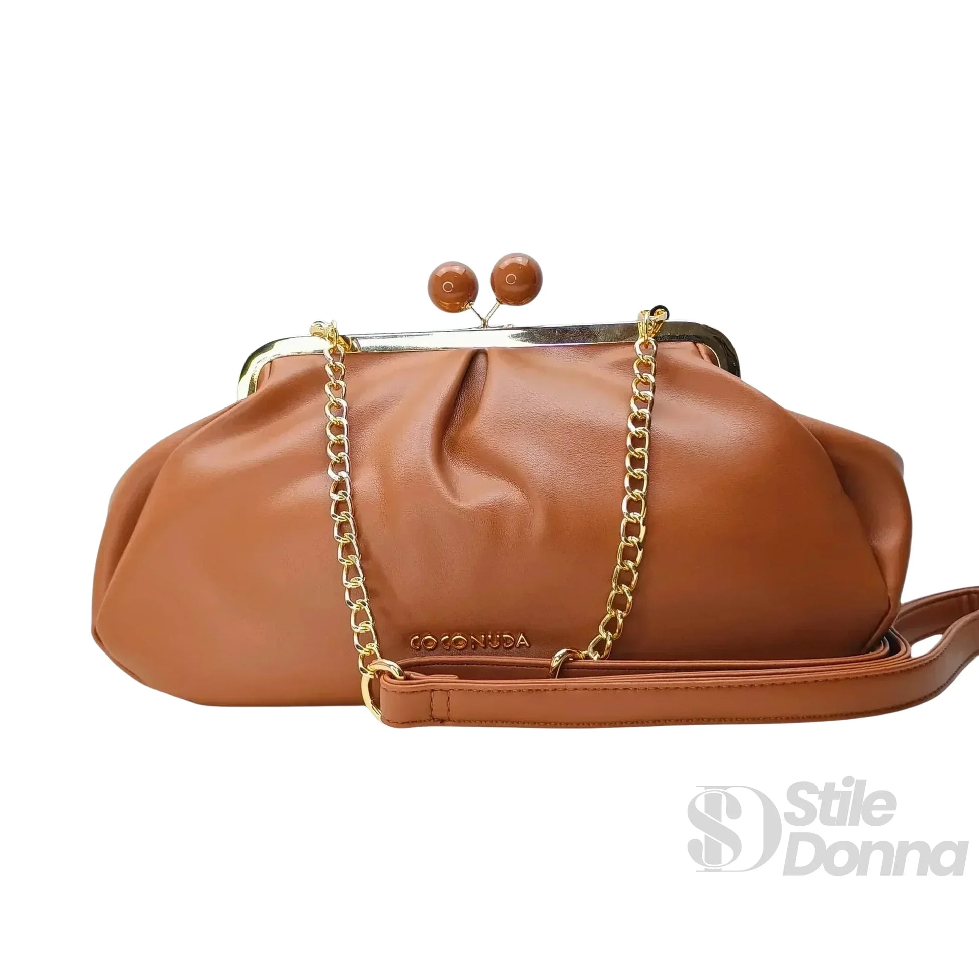Coconuda pochette ecopelle marrone con tracolla – interno e tasche
