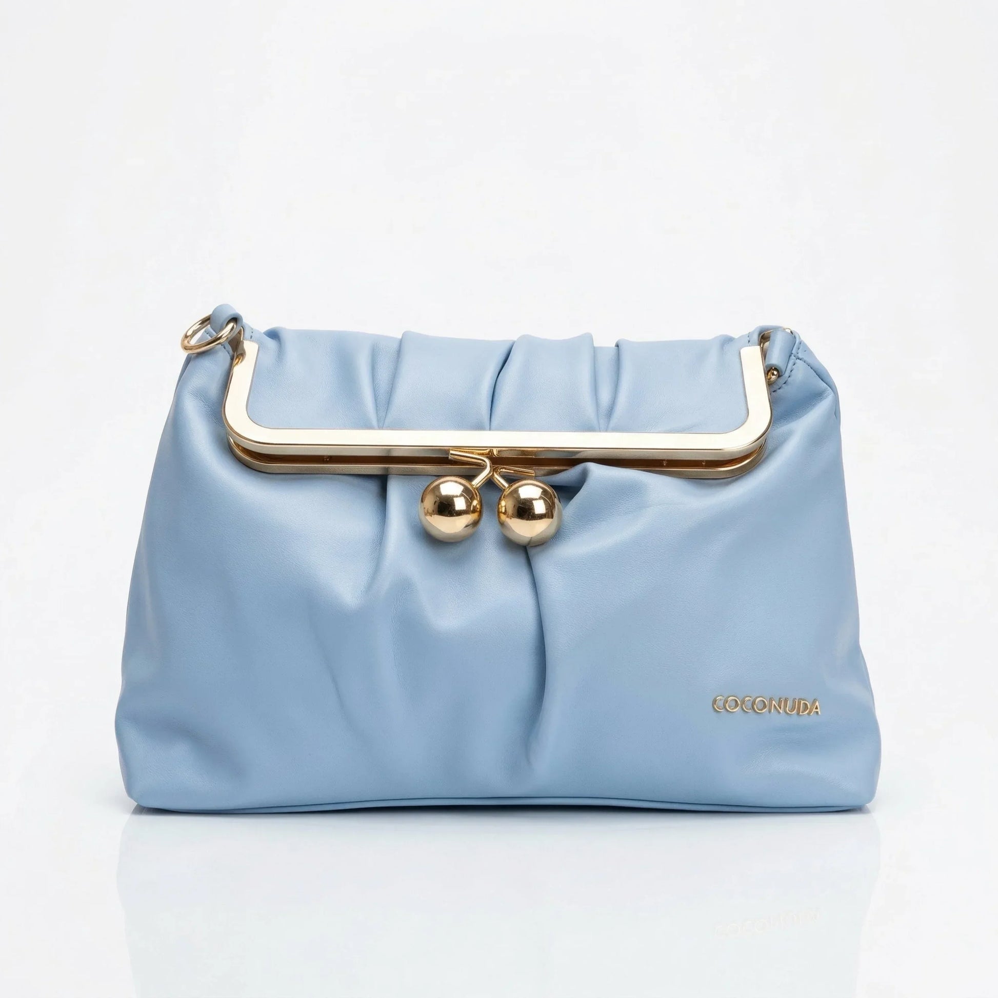 Coconuda pochette ecopelle morbida nera con chiusura a scatto – dettaglio esterno