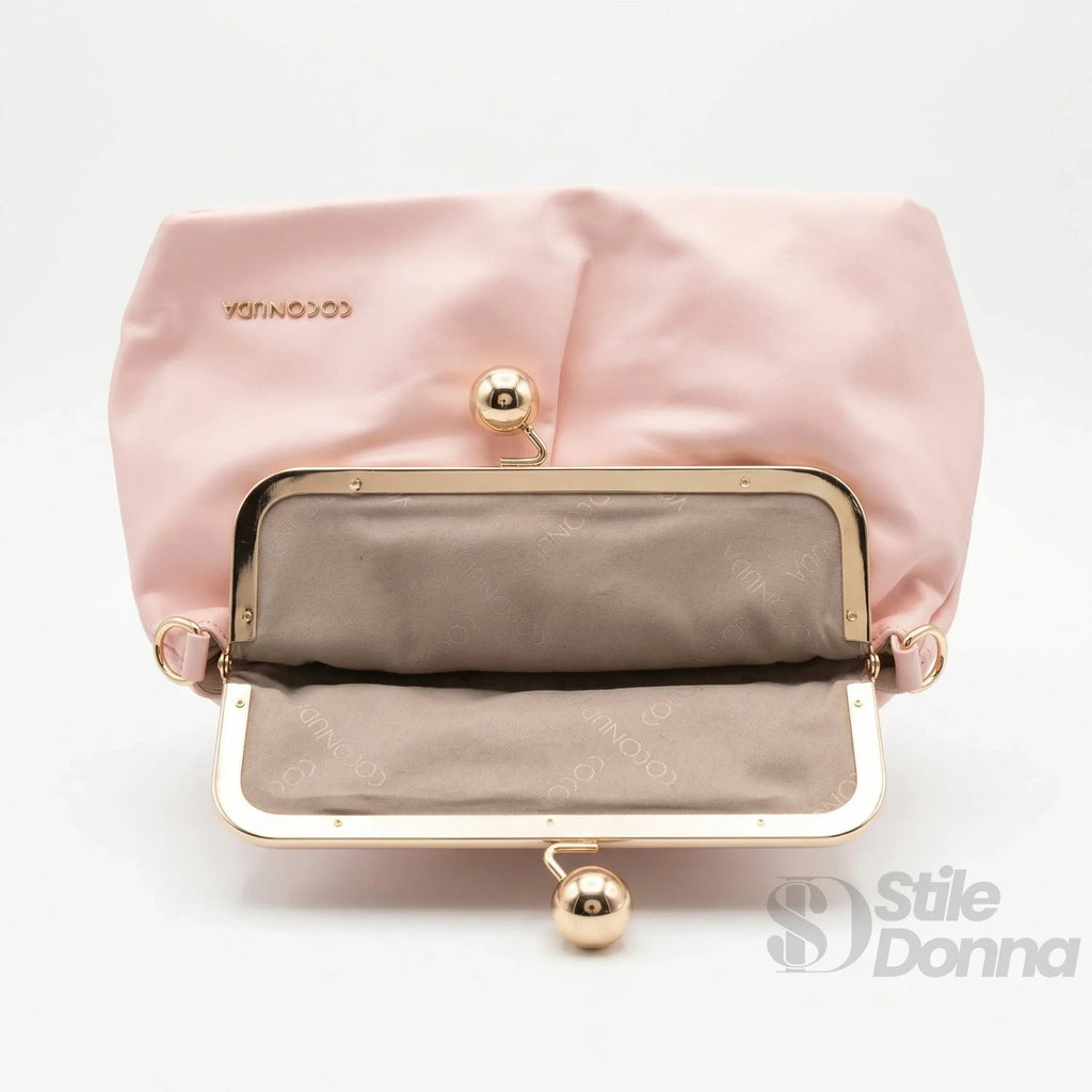 Coconuda pochette ecopelle morbida con chiusura a scatto – dettaglio chiusura