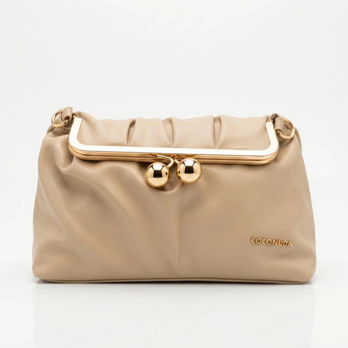 Coconuda pochette ecopelle morbida blu con chiusura a scatto – vista laterale