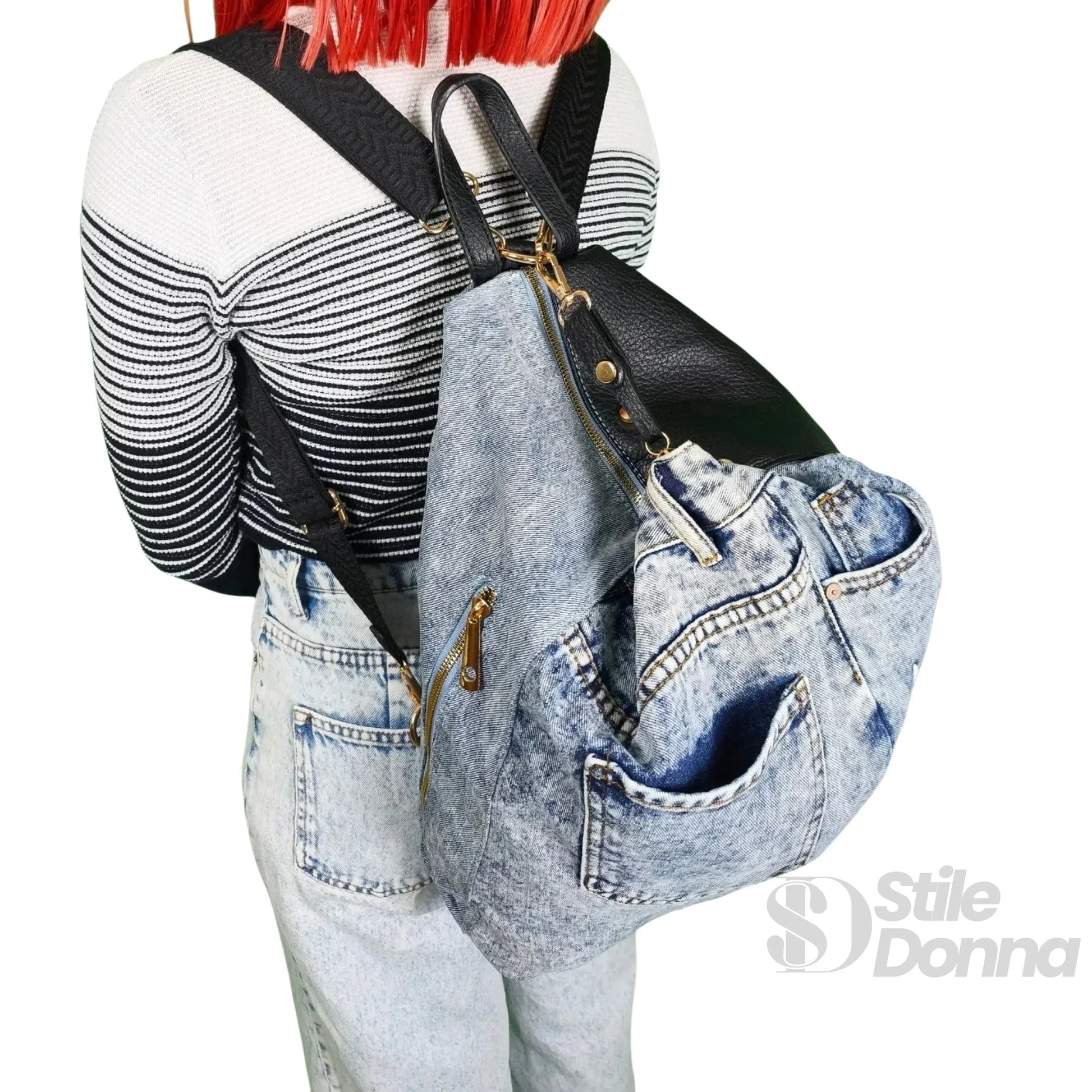 Dask zaino denim con stampa – dettaglio manico