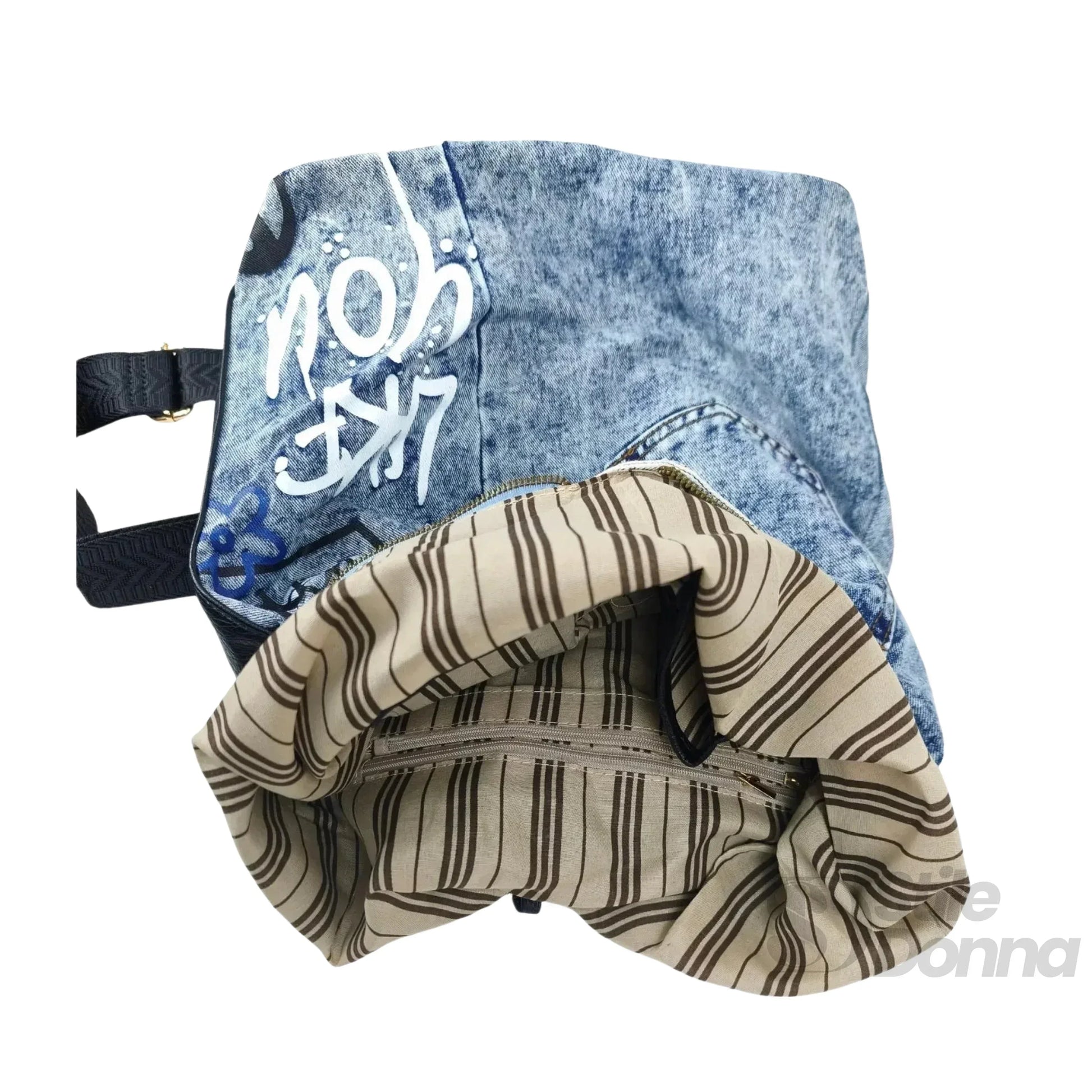 Dask zaino denim con stampa grafiche – vista dall'alto