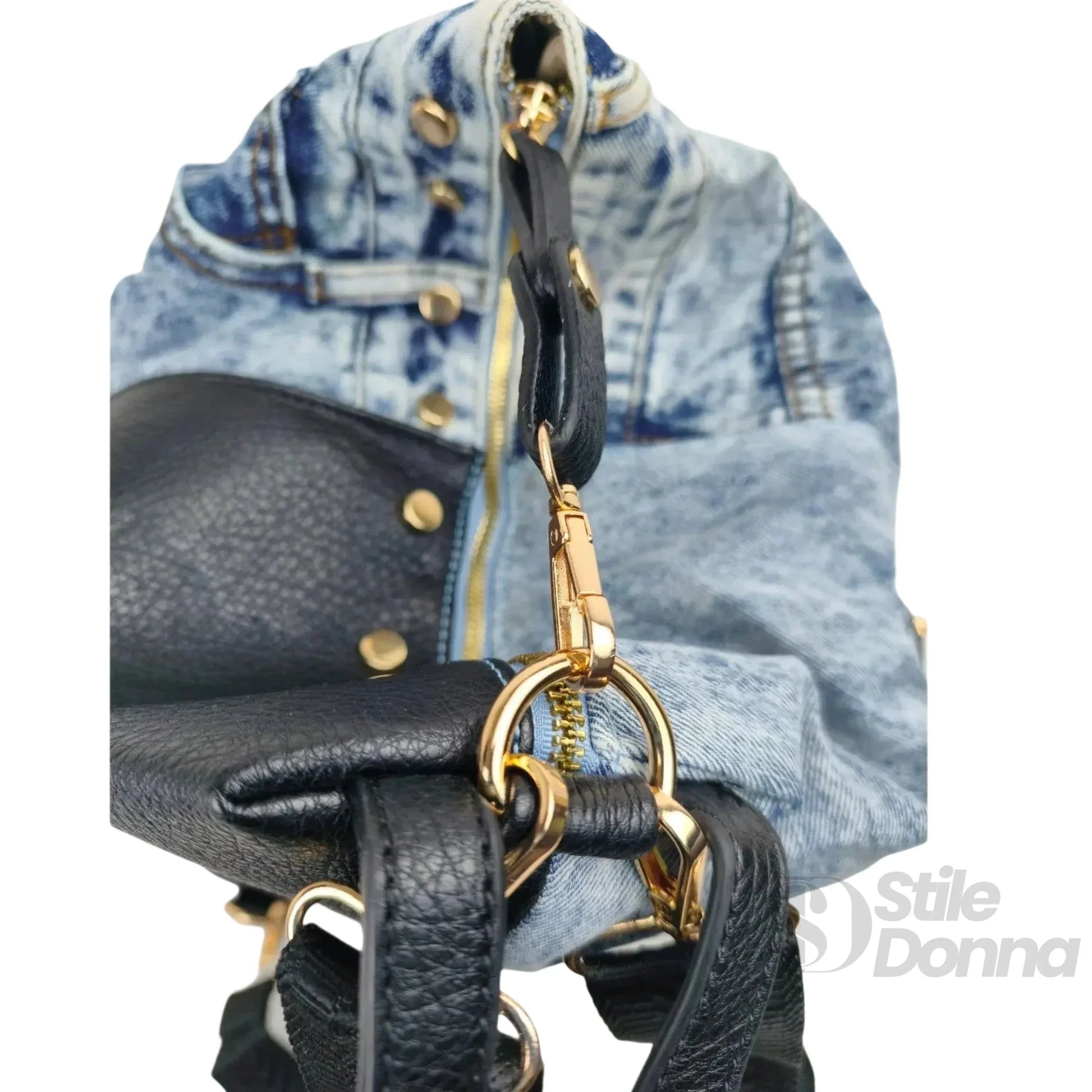 Dask zaino denim con stampa e cinghia spalla – con accessori abbinati