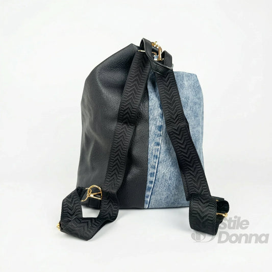 Dask zaino denim con stampa e dettagli oro – vista posteriore