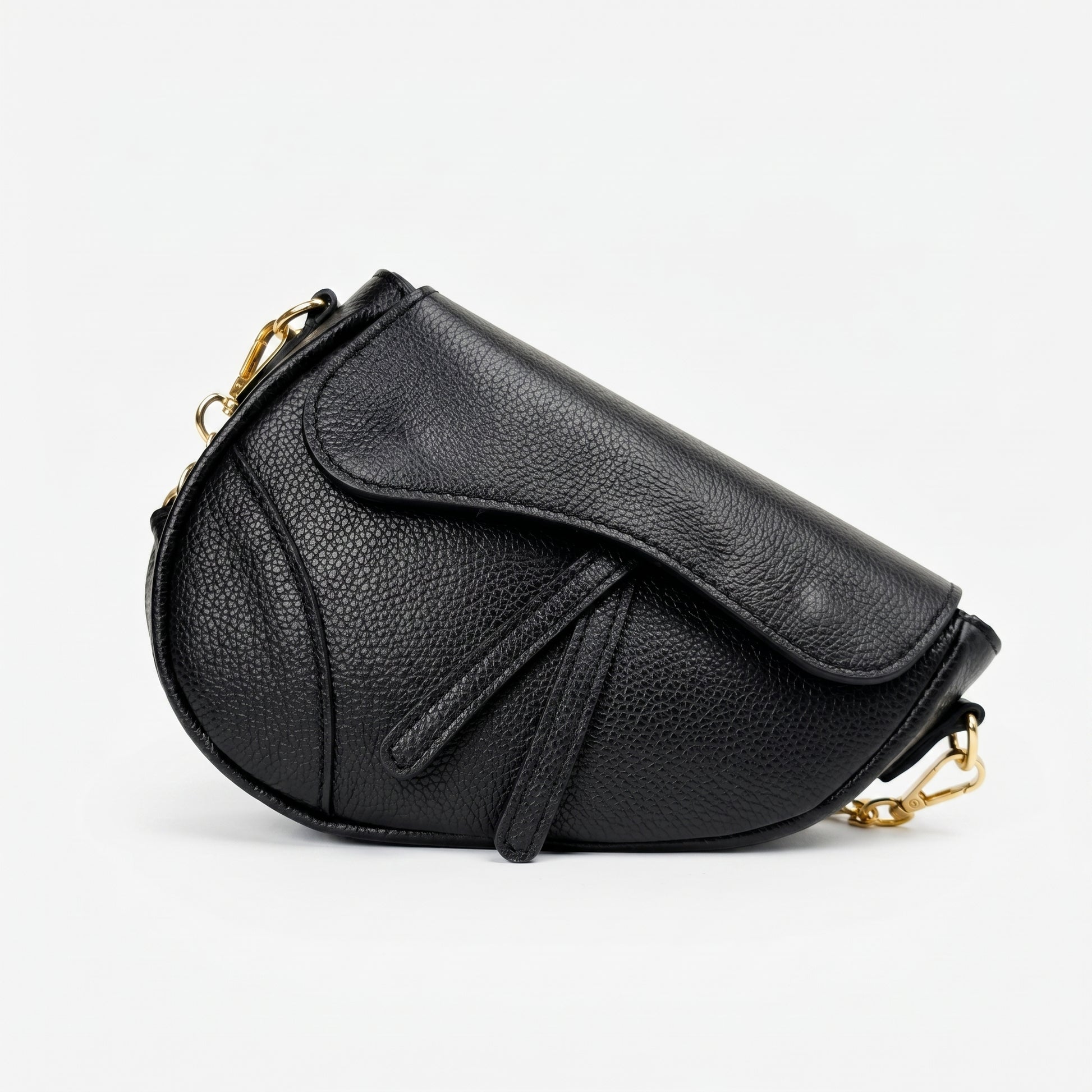Eliza borsa a tracolla vera pelle nera con chiusura sicura donna – vista frontale