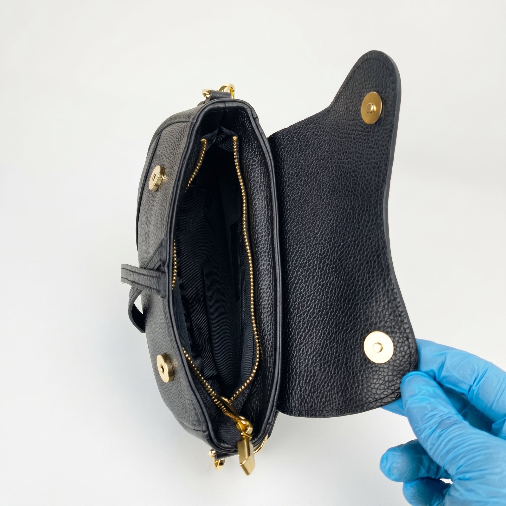 Eliza borsa a tracolla vera pelle verde con chiusura sicura – vista dall'alto