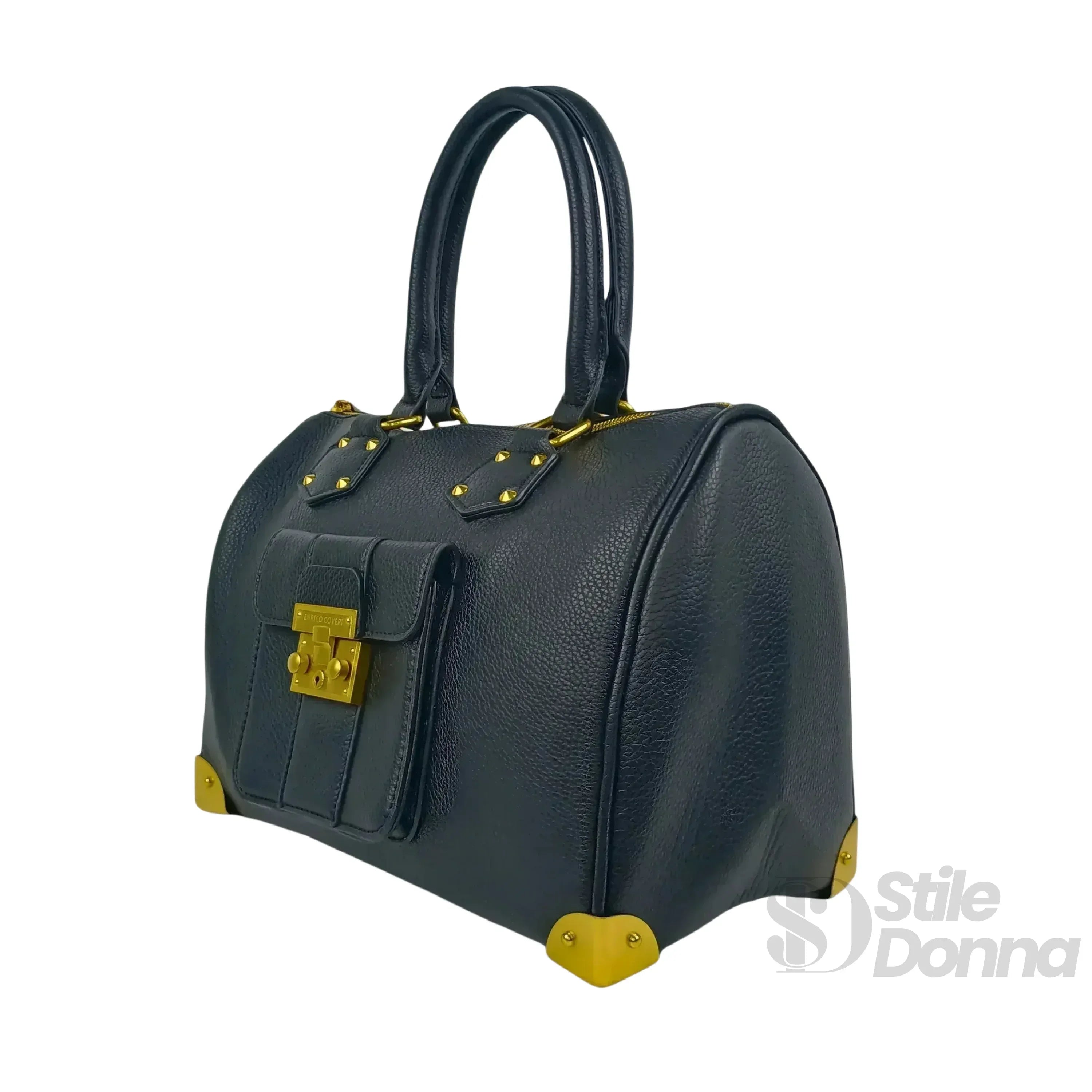 Enrico Coveri borsa dottore ecopelle nera con tracolla removibile – interno e tasche