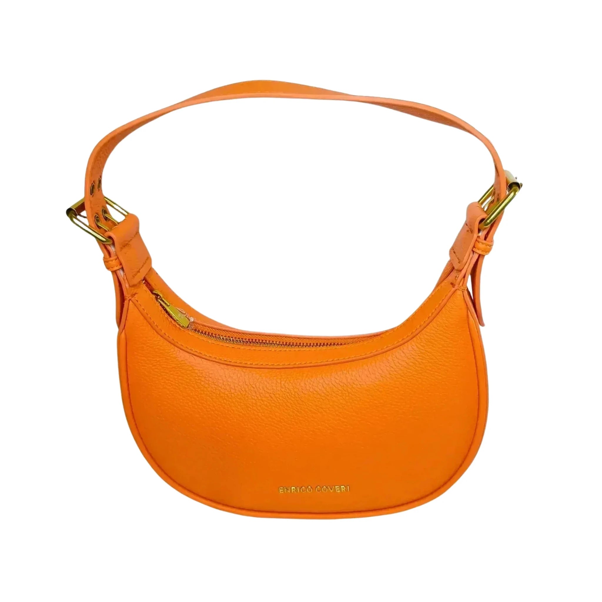Enrico Coveri Borsa Hobo in Ecopelle Arancione con Dettagli Dorati - Stile Donna Bags