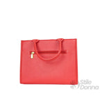 Enrico Coveri Borsa a Mano in Ecopelle Rossa con Ricamo Floreale - Stile Donna Bags