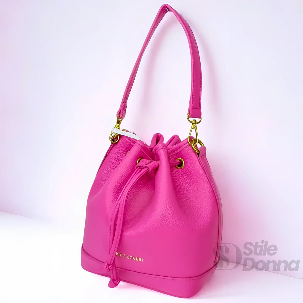 Enrico Coveri borsa a secchiello ecopelle PU rosa – vista posteriore