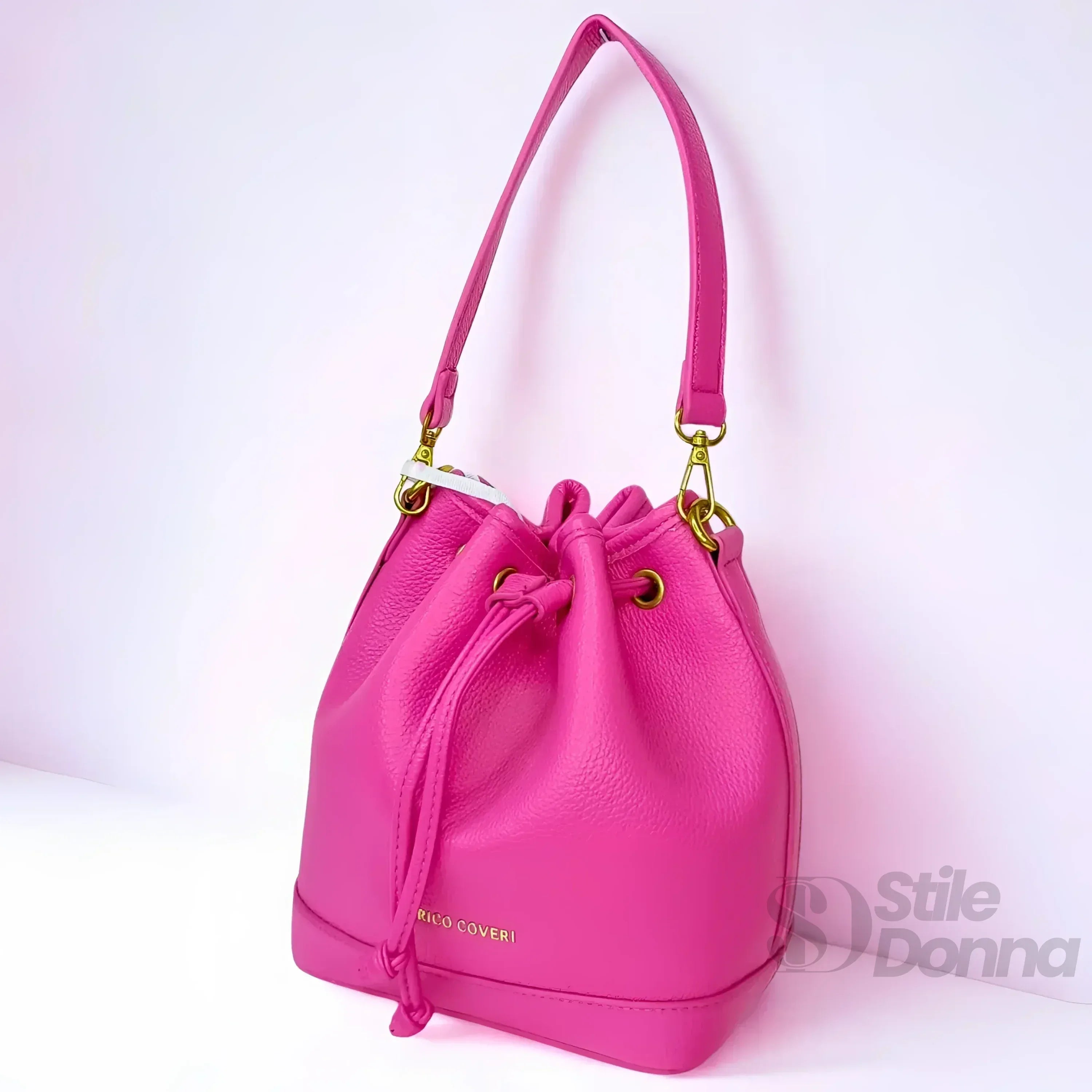 Enrico Coveri borsa a secchiello ecopelle PU rosa – vista posteriore