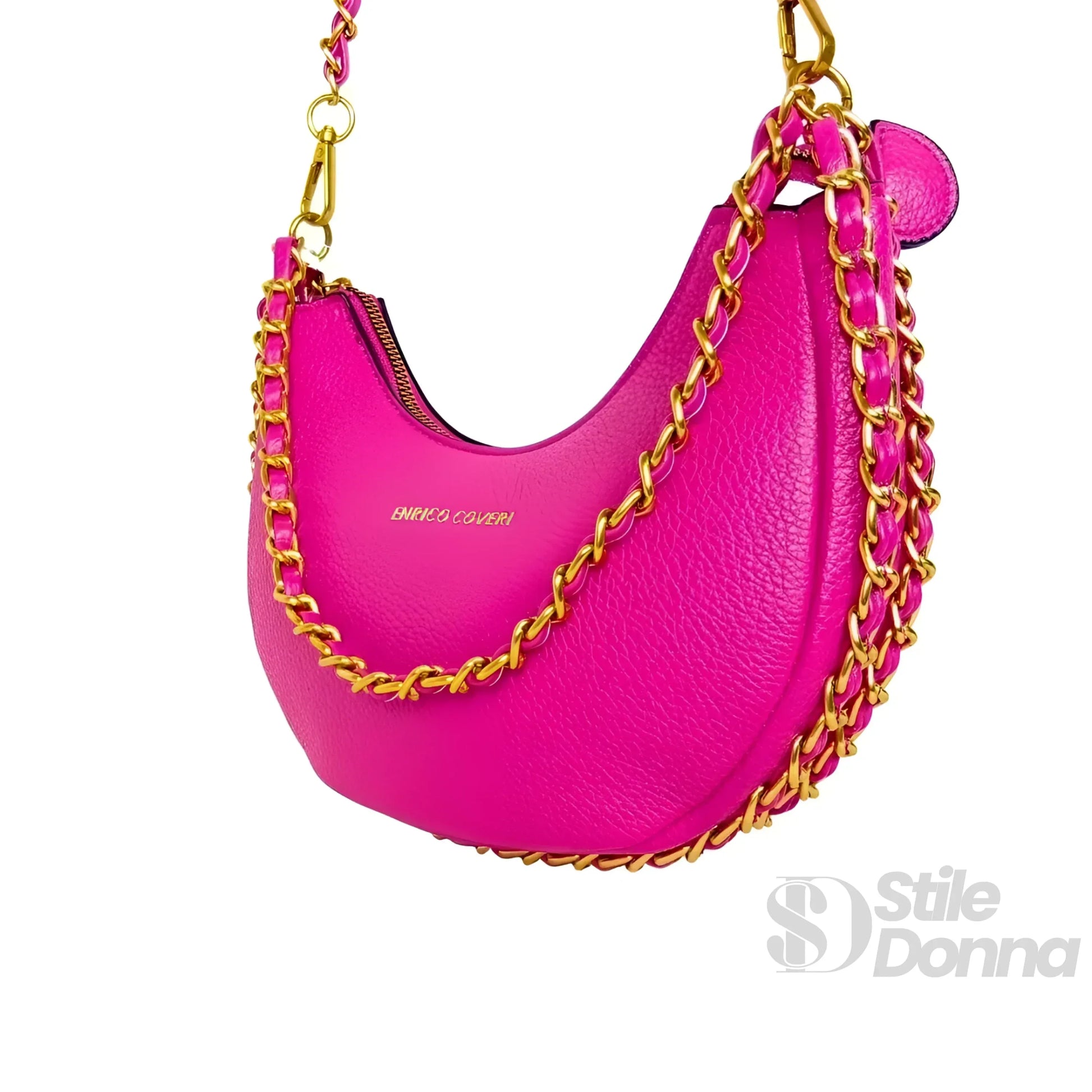 Enrico Coveri borsa a spalla ecopelle rosa donna – borsa indossata