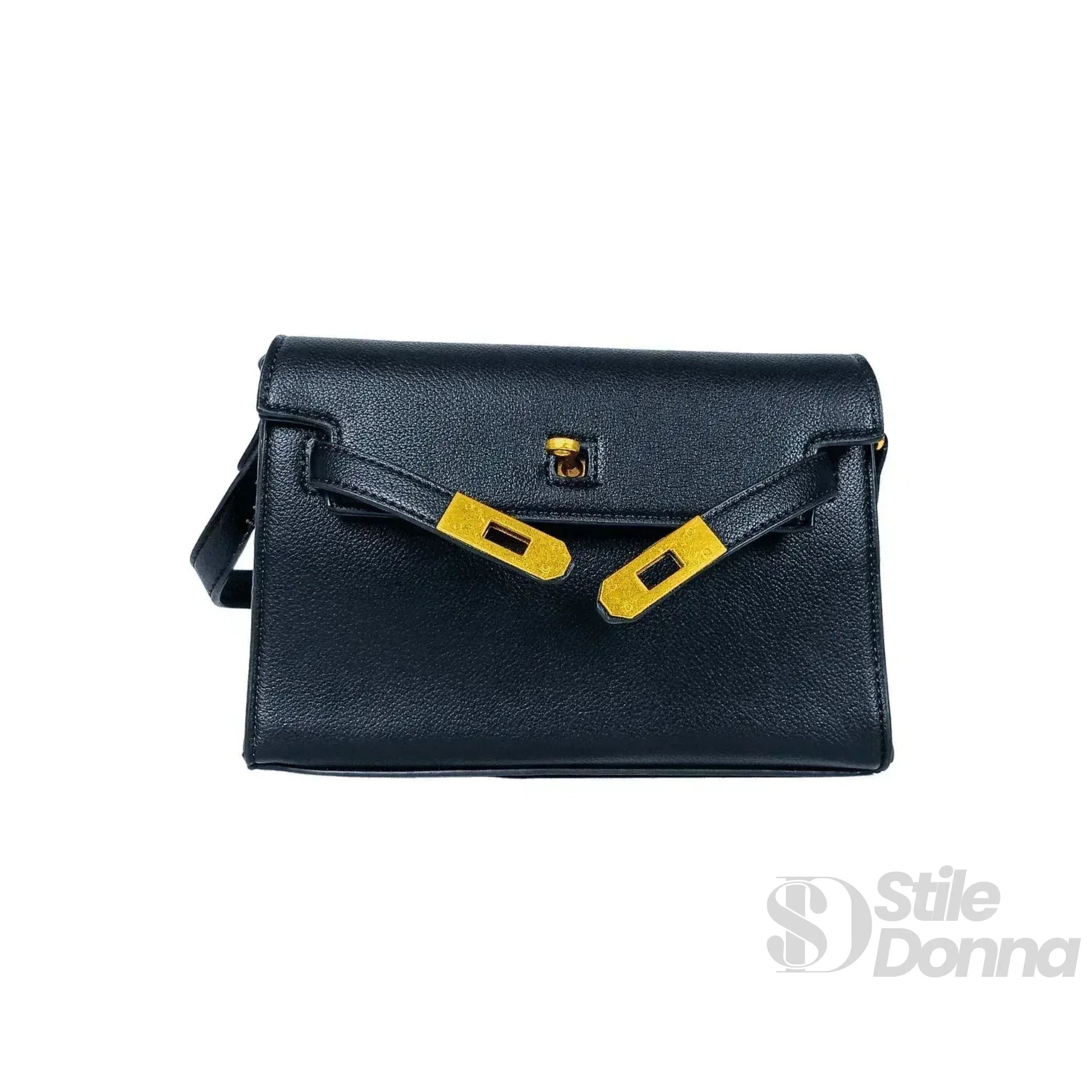 Enrico Coveri borsa a tracolla ecopelle nera con lucchetto – interno e tasche
