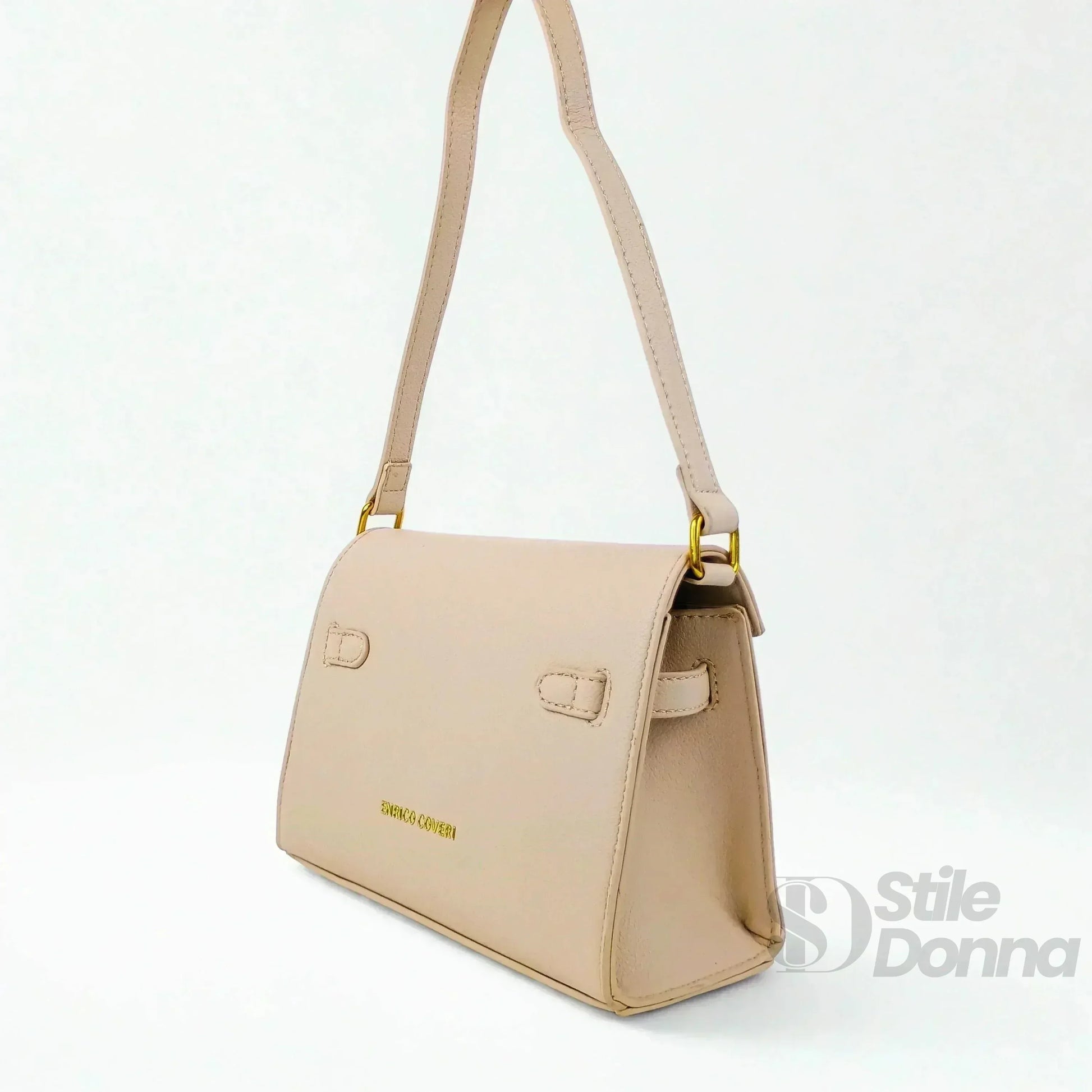 Enrico Coveri borsa a tracolla ecopelle nera con lucchetto oro donna – borsa indossata