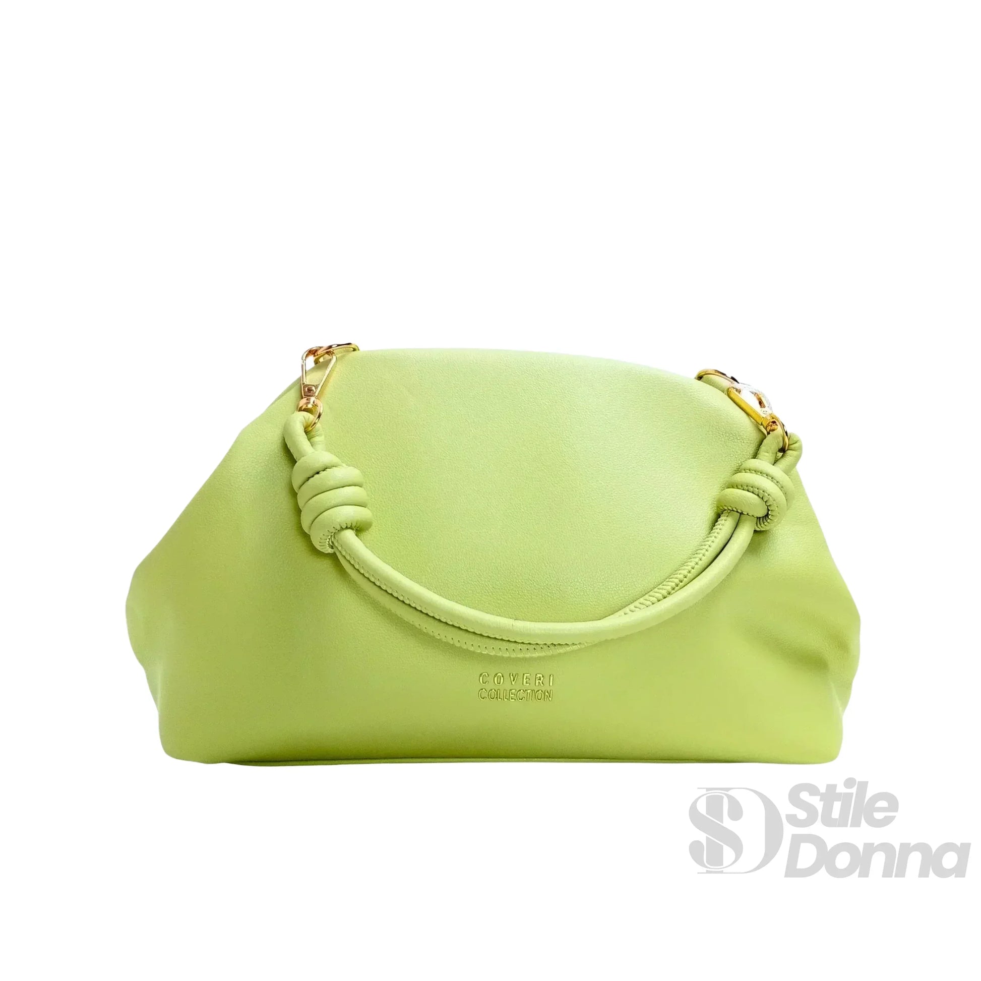 Borsa Clutch Enrico Coveri Verde Lime in Morbida | Prospettiva indossata | ecopelle | Verde