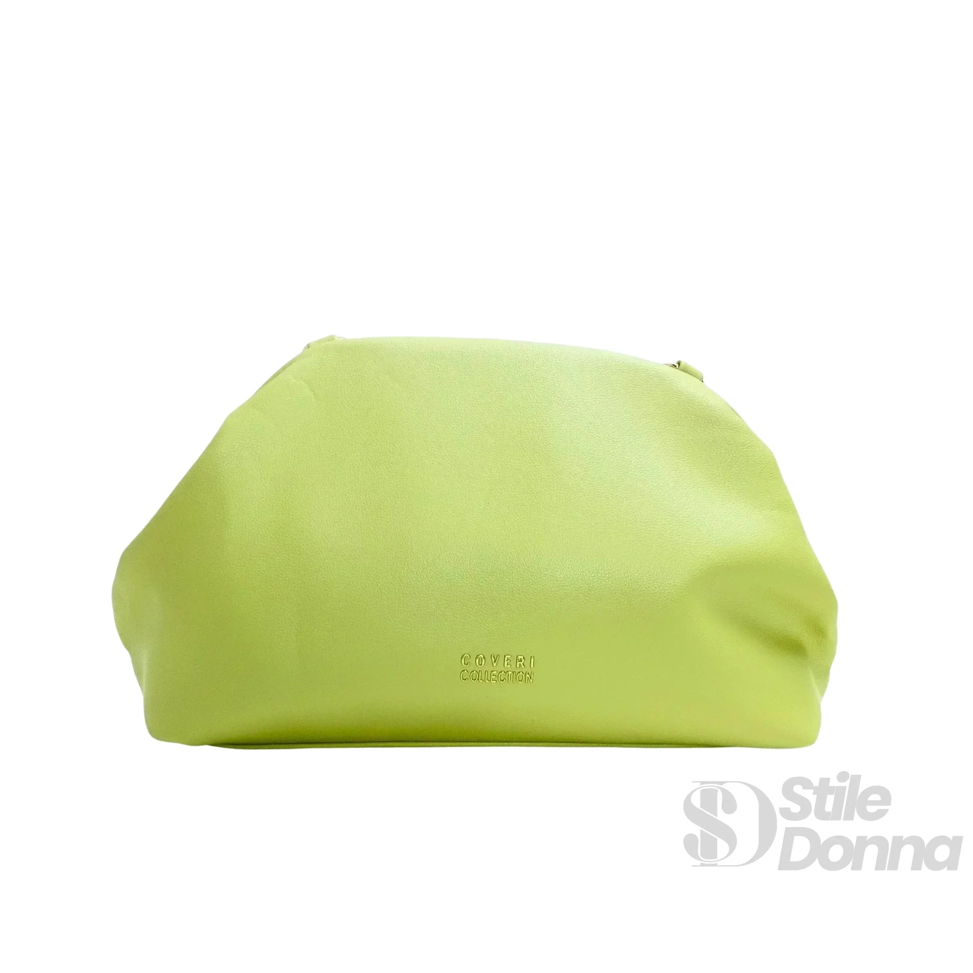 Borsa Clutch Enrico Coveri Verde Lime in Morbida | Dettaglio manico | ecopelle | Verde