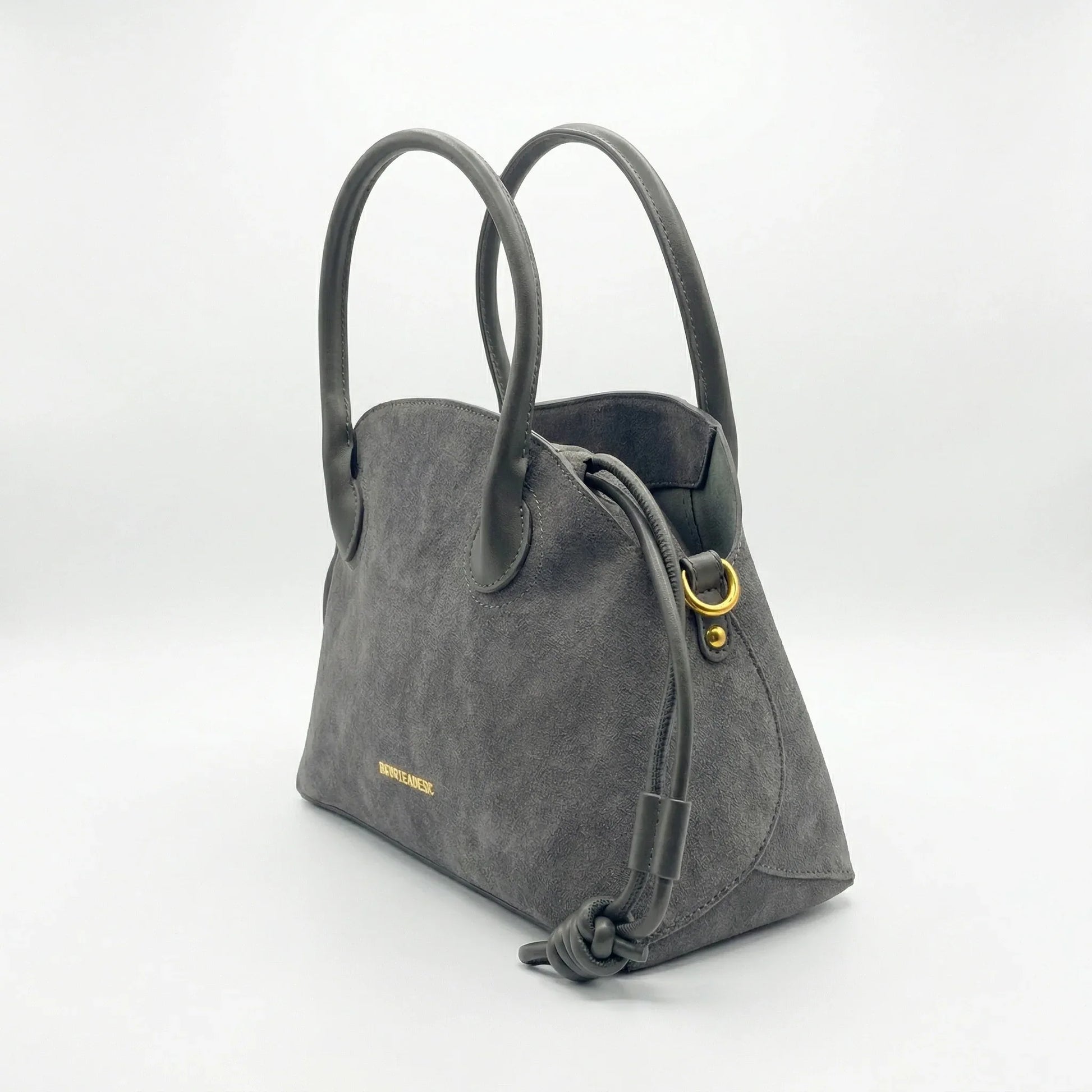 Enrico Coveri set borse ecopelle suede grigio donna – borsa indossata