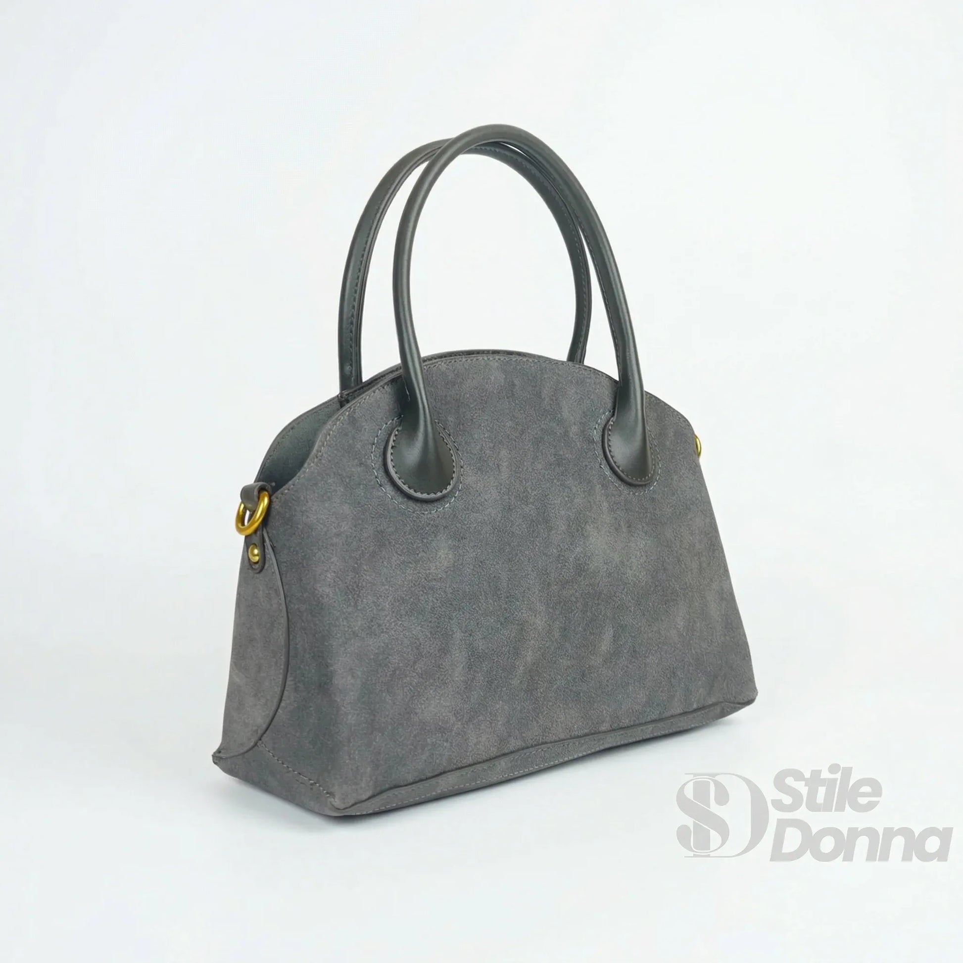 Enrico Coveri set borse ecopelle suede grigio – dettaglio chiusura