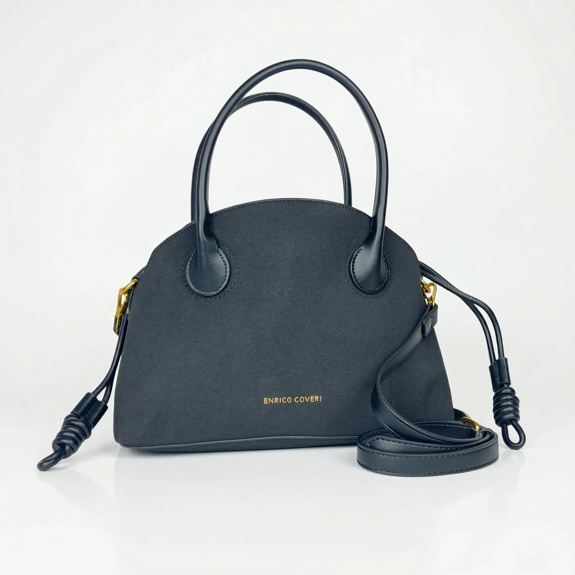 Enrico Coveri set borse ecopelle suede grigio effetto scamosciato – vista laterale