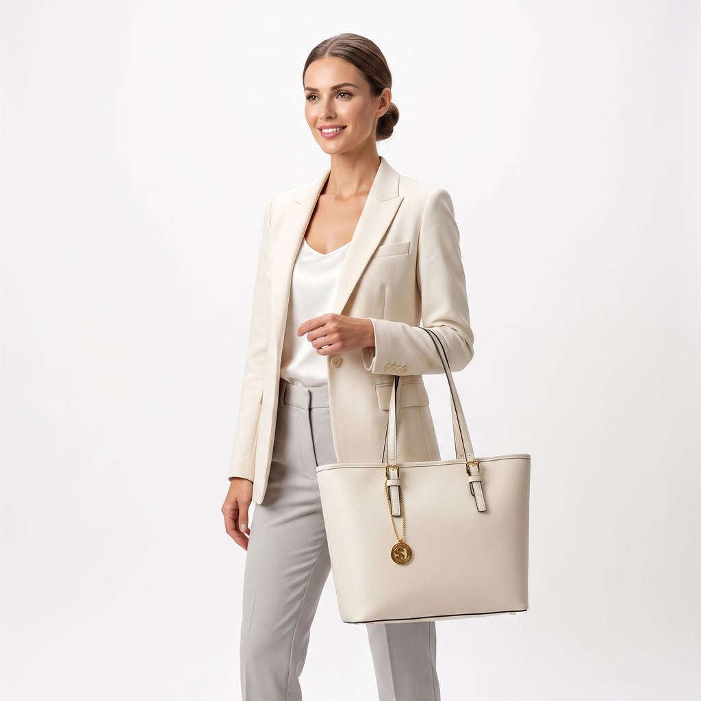 Чанта Serena Shopper от истинска кожа Saffiano с двойно вътрешно джобче – Stile Donna Bags