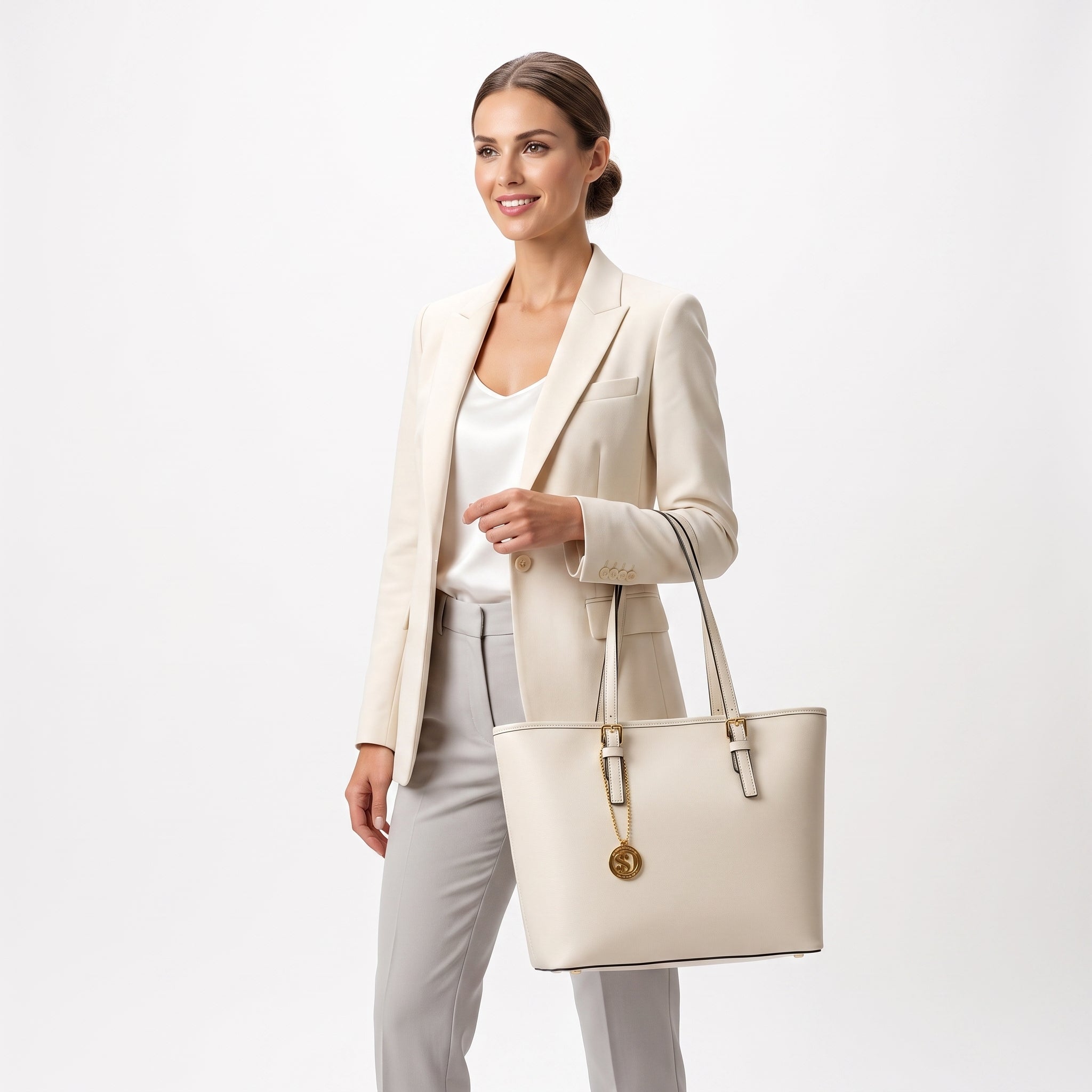 Чанта Serena Shopper от истинска кожа Saffiano с двойно вътрешно джобче – Stile Donna Bags