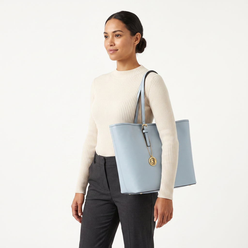 Чанта Serena Shopper от истинска кожа Saffiano с двойно вътрешно джобче – Stile Donna Bags