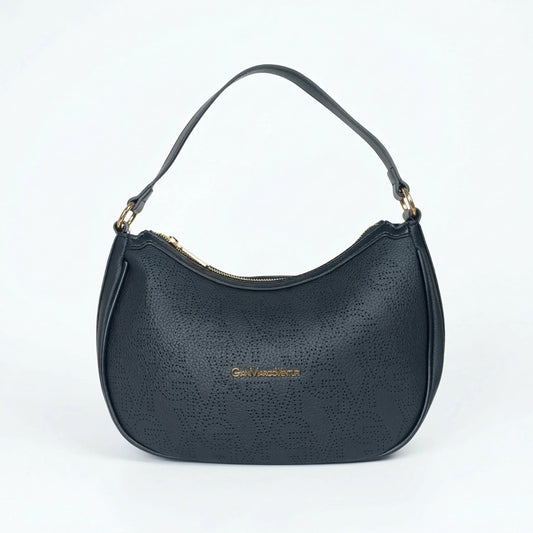 Giamaco Venturi borsa hobo ecopelle nera con finiture dorate – dettaglio esterno