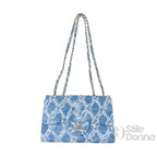Gianmarco Venturi Borsa a Tracolla in Denim con Catena e Dettagli Dorati - Stile Donna Bags