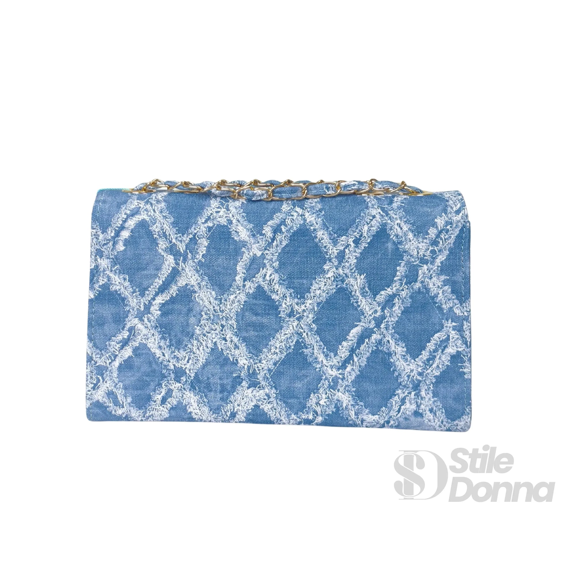 Giamaco Venturi borsa a tracolla denim beige catena dorata – con accessori