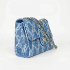 Gianmarco Venturi Borsa a Tracolla in Denim con Catena e Dettagli Dorati - Stile Donna Bags