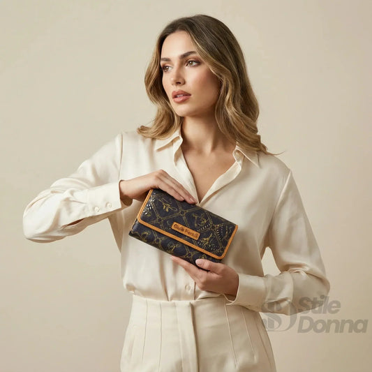 Giulia Peraldi borsa e portafoglio pelle sintetica con tracolla – vista laterale
