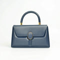 Herisson Firenze borsa strutturata classica ecopelle blu con hardware oro donna – vista frontale